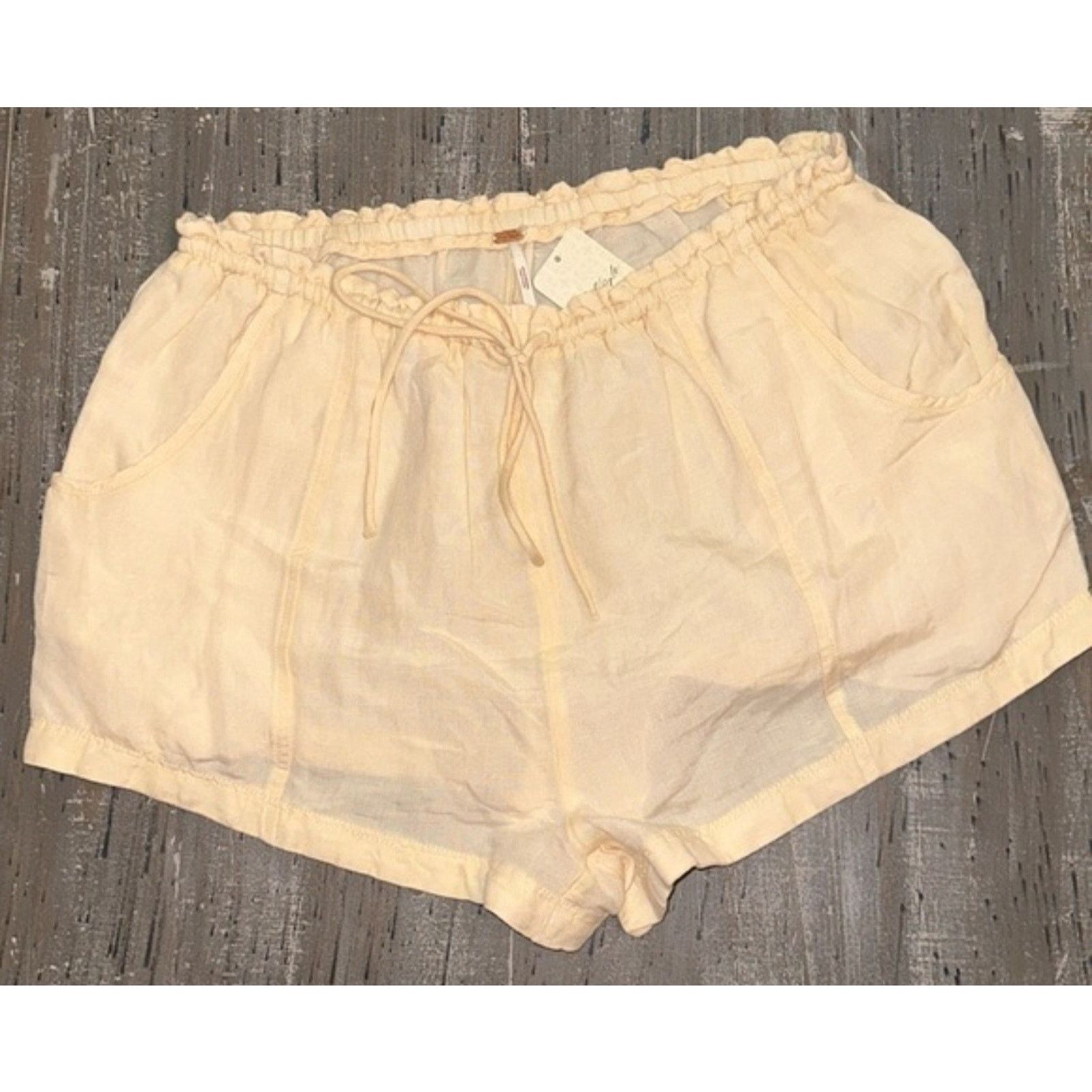 Free People WeThe Free People Mirella Linen & Cotton Drawstring Shorts S Size 27" / US 4 / IT 40 - 5 Thumbnail