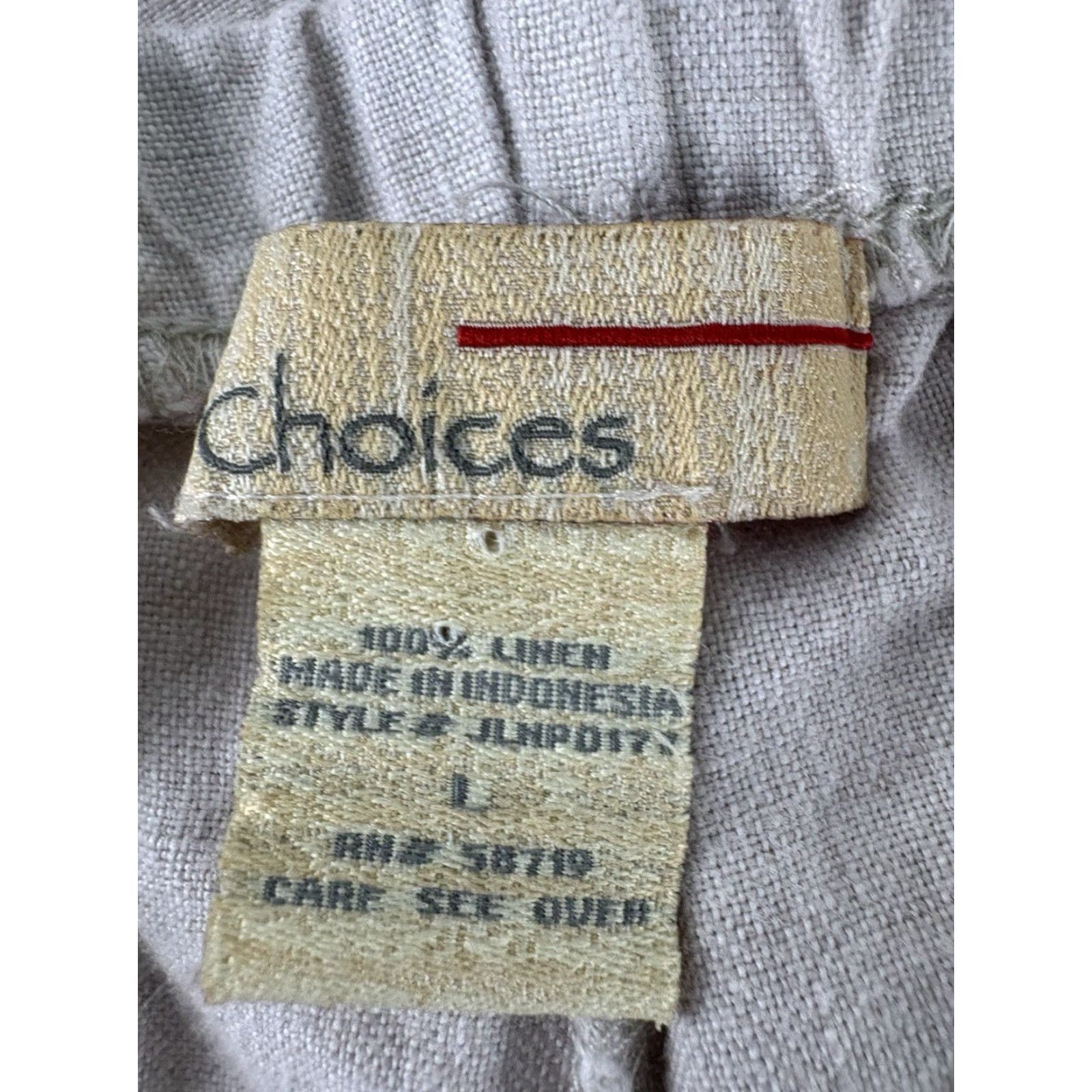 Vintage Choices Natural Linen Pants Womens Size L Pull On Cropped Wide-Leg Size 36" / US 14 / IT 50 - 7 Thumbnail