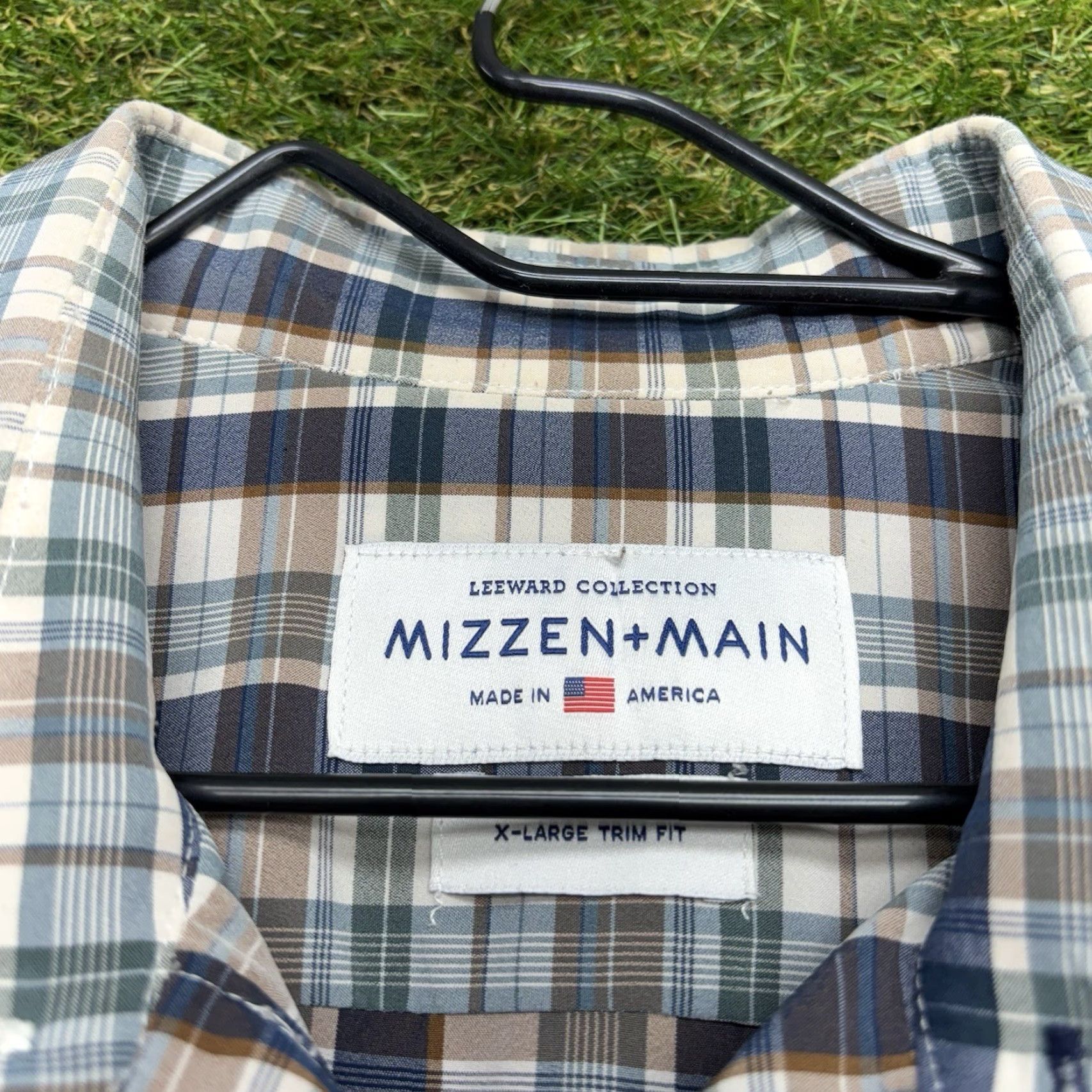 Mizzen+Main MIZZEN + MAIN Long Sleeve Button Shirt Mens XL Trim Fit Plaid Performance Tech Size US XL / EU 56 / 4 - 4 Thumbnail