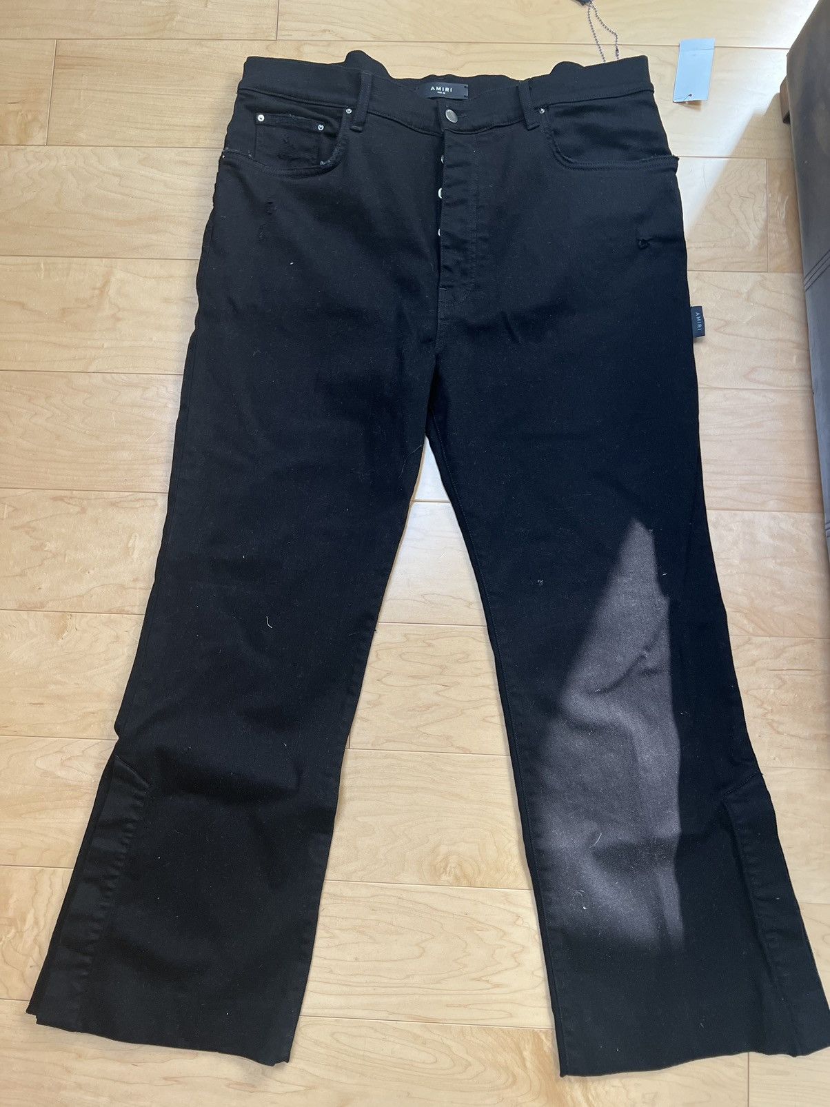 image of Amiri Black Stacked Flare Jeans 38, Men's