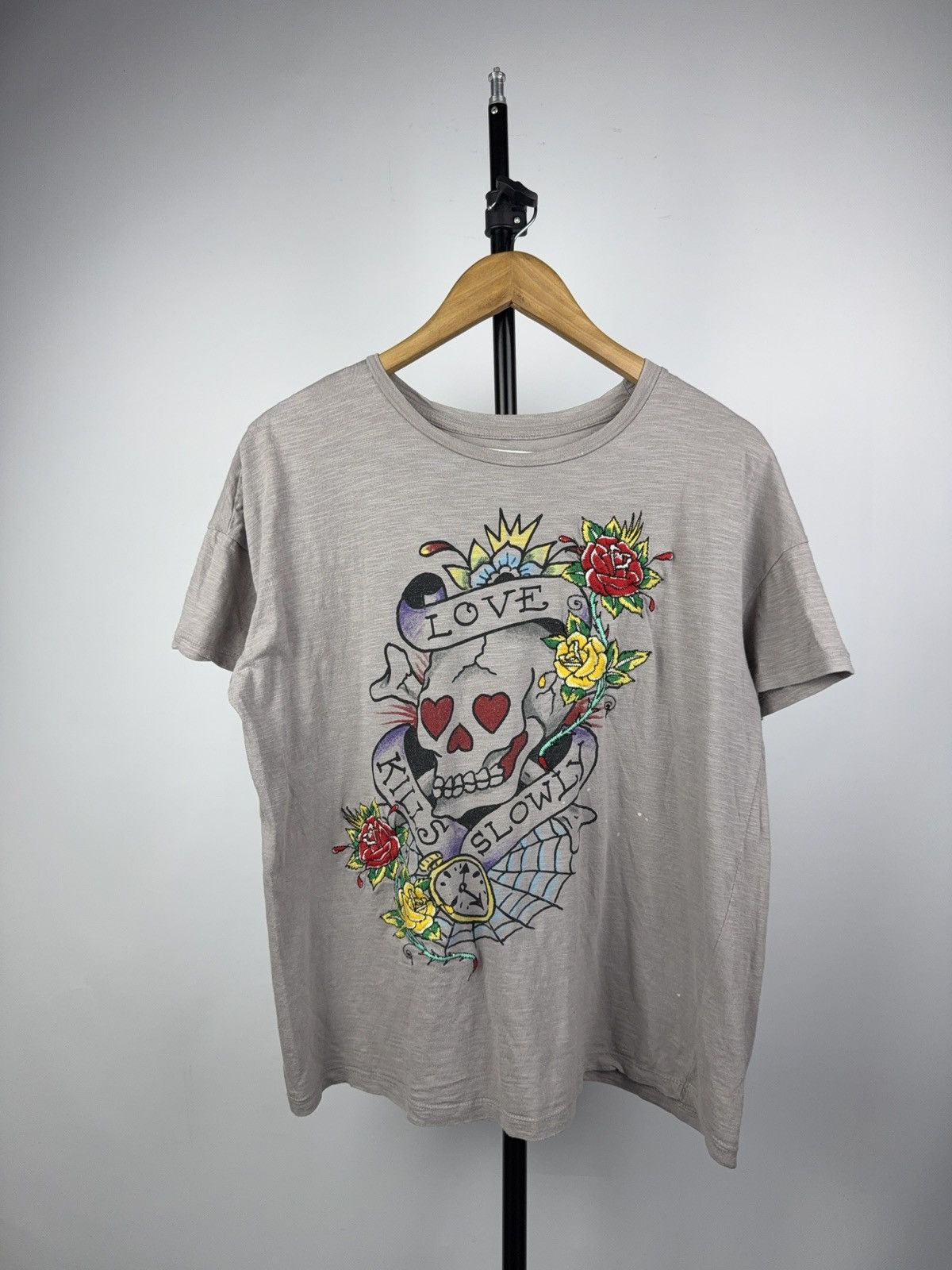 Ed Hardy Y2K 00s Ed Hardy “Love Kills Slowly” Skull Tattoo Tee XS Size XS / US 0-2 / IT 36-38 - 1 Thumbnail