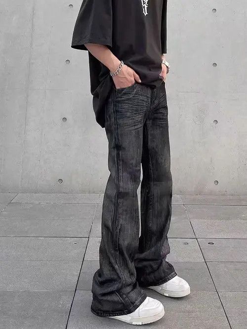 Japanese Brand × Jean High Street Waxed Coated Aged Black Micro Flare Jeans Size US 32 / EU 48 - 1 Thumbnail