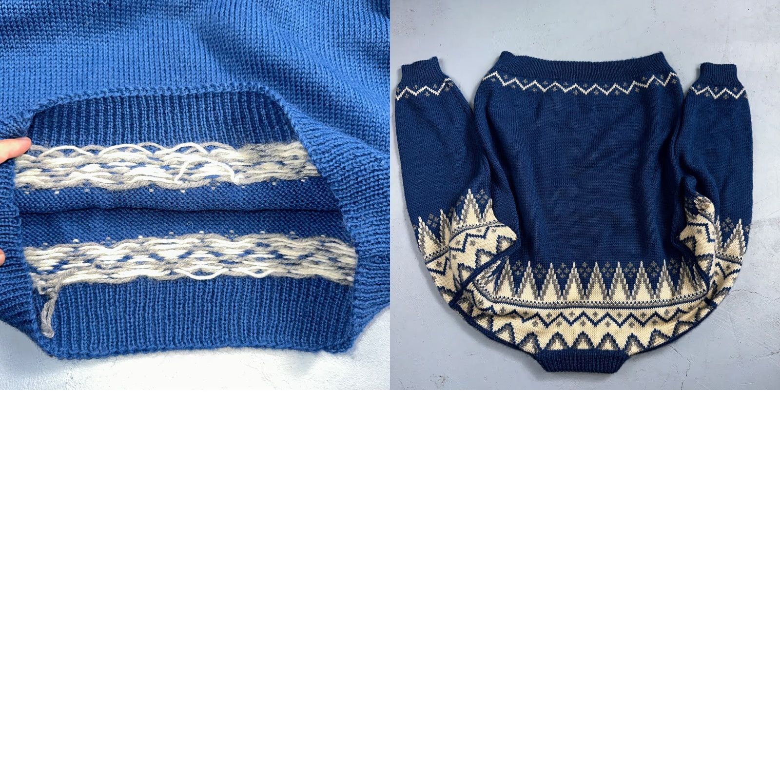 Vintage VINTAGE 1960s Handmade Aztec Cable Sweater Rockabilly Cottage Core Women’s Medium Blue Size M / US 6-8 / IT 42-44 - 8 Thumbnail