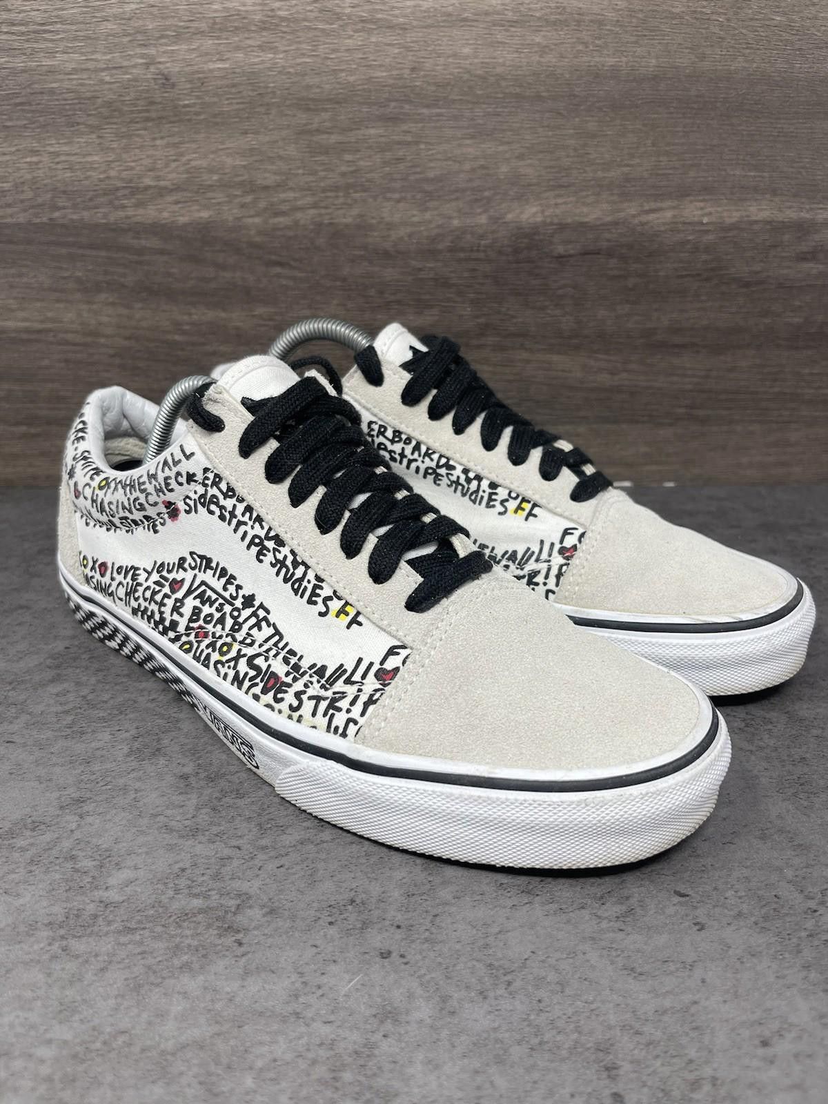 Vans Vans Old Skool Shoes Mens Size 7.5 DIY White Black Writing Size US 7.5 / EU 40-41 - 4 Thumbnail