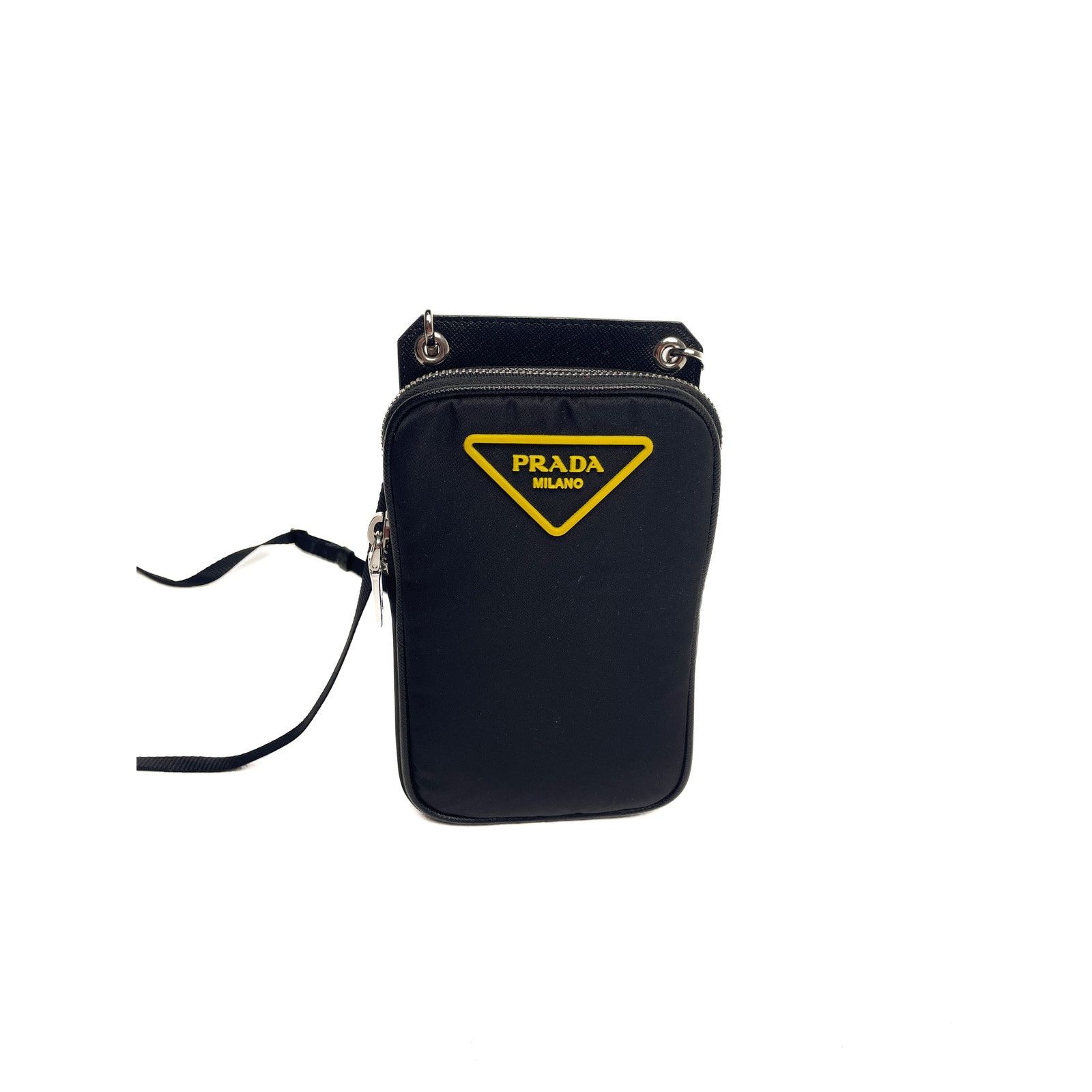 Prada Black Pouch with Yellow Logo Size ONE SIZE - 6 Thumbnail