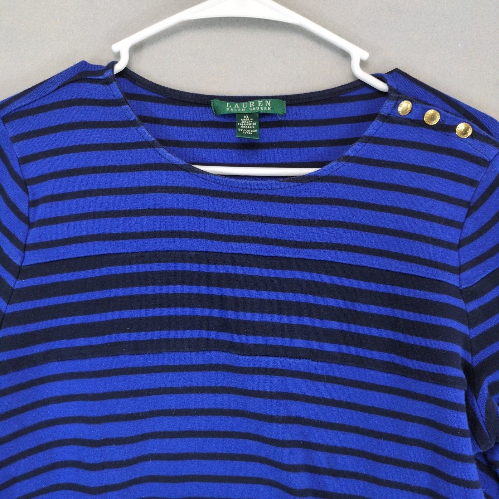 Lauren Ralph Lauren LRL Ralph Lauren Women's XL Blue Black Striped Top Size XL / US 12-14 / IT 48-50 - 6 Thumbnail