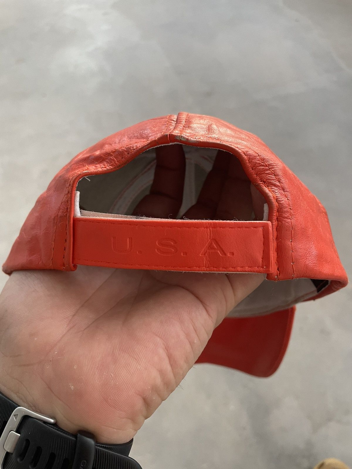 Genuine Leather × Vintage GENUINE LEATHER CAP MADE IN USA Size ONE SIZE - 6 Thumbnail