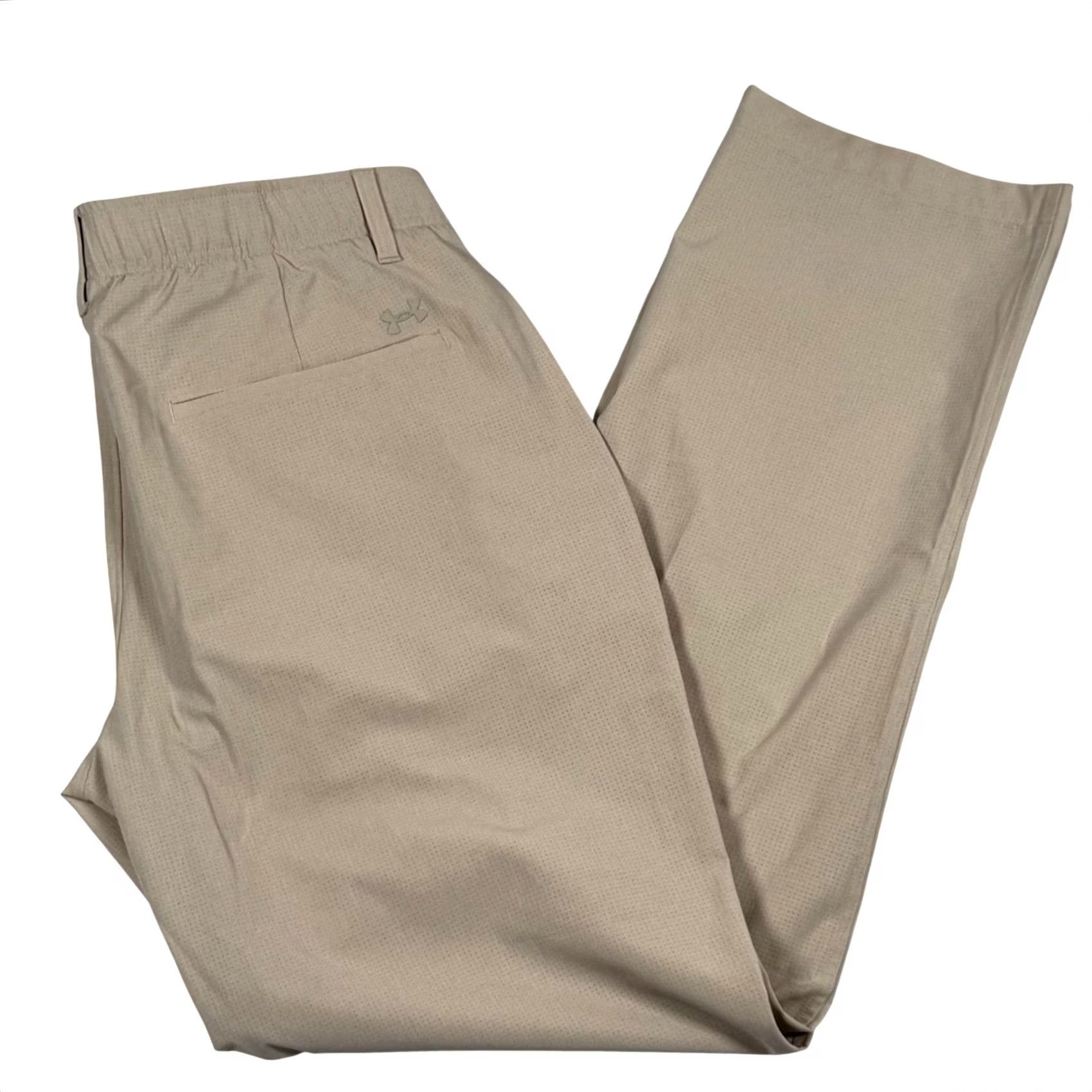 Under Armour Under Armour Golf Pants Mens 36x32 Beige Elastic Waist 100% Polyester Khakis Pockets Inseam 32 Golfcore Nike Size US 36 / EU 52 - 2 Thumbnail