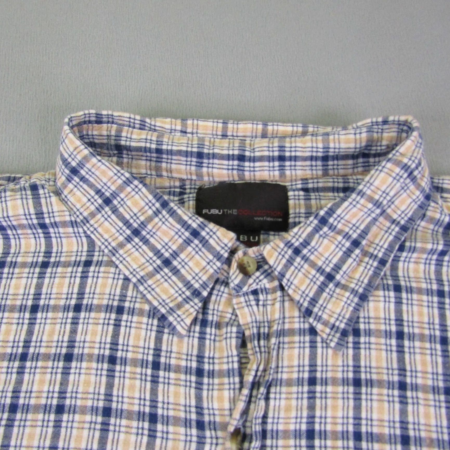 Fubu VINTAGE FUBU Shirt Mens 5XL Blue Yellow White Plaid Button-Up The Collection Hip Hop Y2K Casual Mens 5XL Blue Size US L / EU 52-54 / 3 - 2 Thumbnail