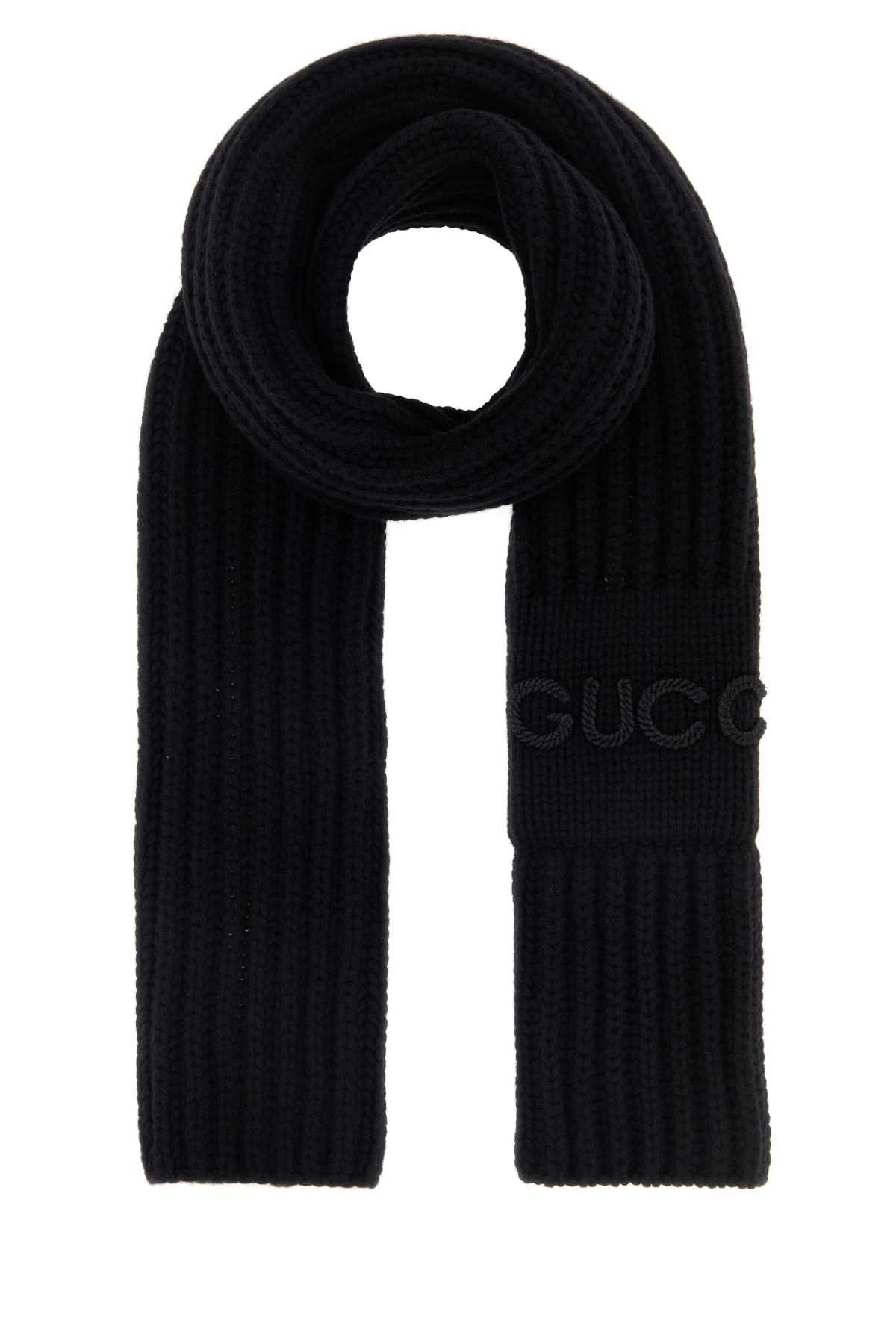 Gucci Black Wool Blend Scarf Size ONE SIZE - 1 Thumbnail