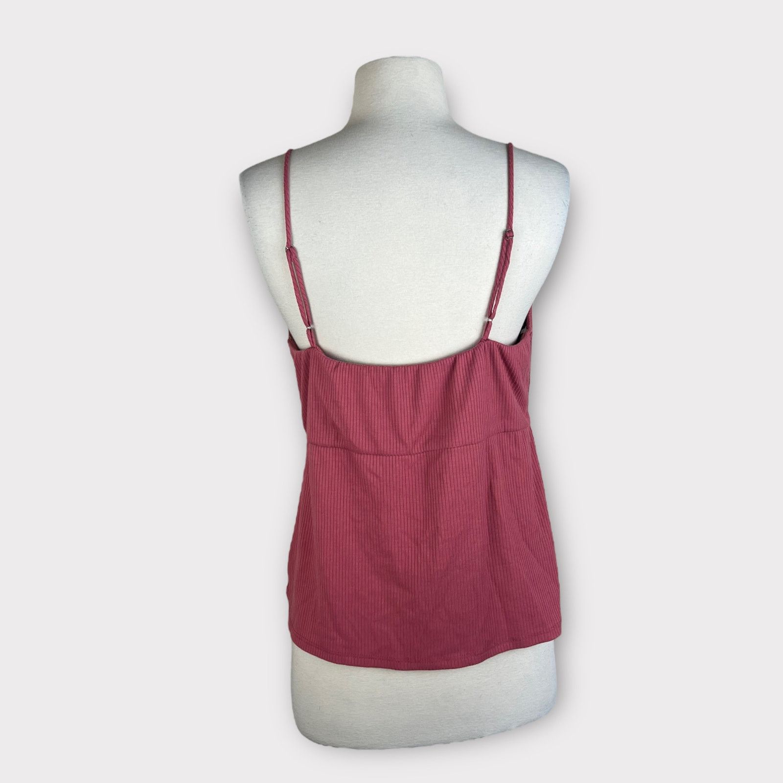 Nordstrom Socialite Front Twist Knot Ribbed Tank Top Coral Pink Size L / US 10 / IT 46 - 5 Thumbnail