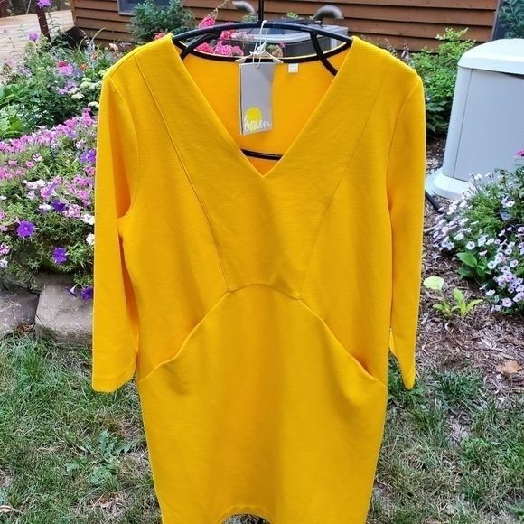 Boden Boden Bronte Ottoman Yellow Rib Textured Knit 3/4 Sleeve Vne Size L / US 10 / IT 46 - 2 Thumbnail