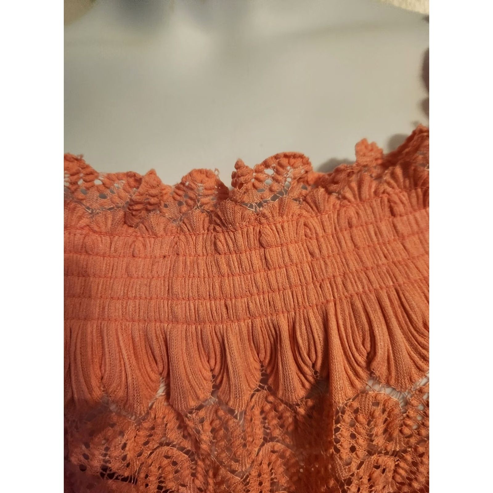 Vintage Ashley Stewart Peach Peplum Style Top Blouse Short Bell Sleeve Round Neck Plus Size 22/24 Womens Casual Business Travel Party/Cocktail Size 3XL / US 20-22 - 2 Thumbnail