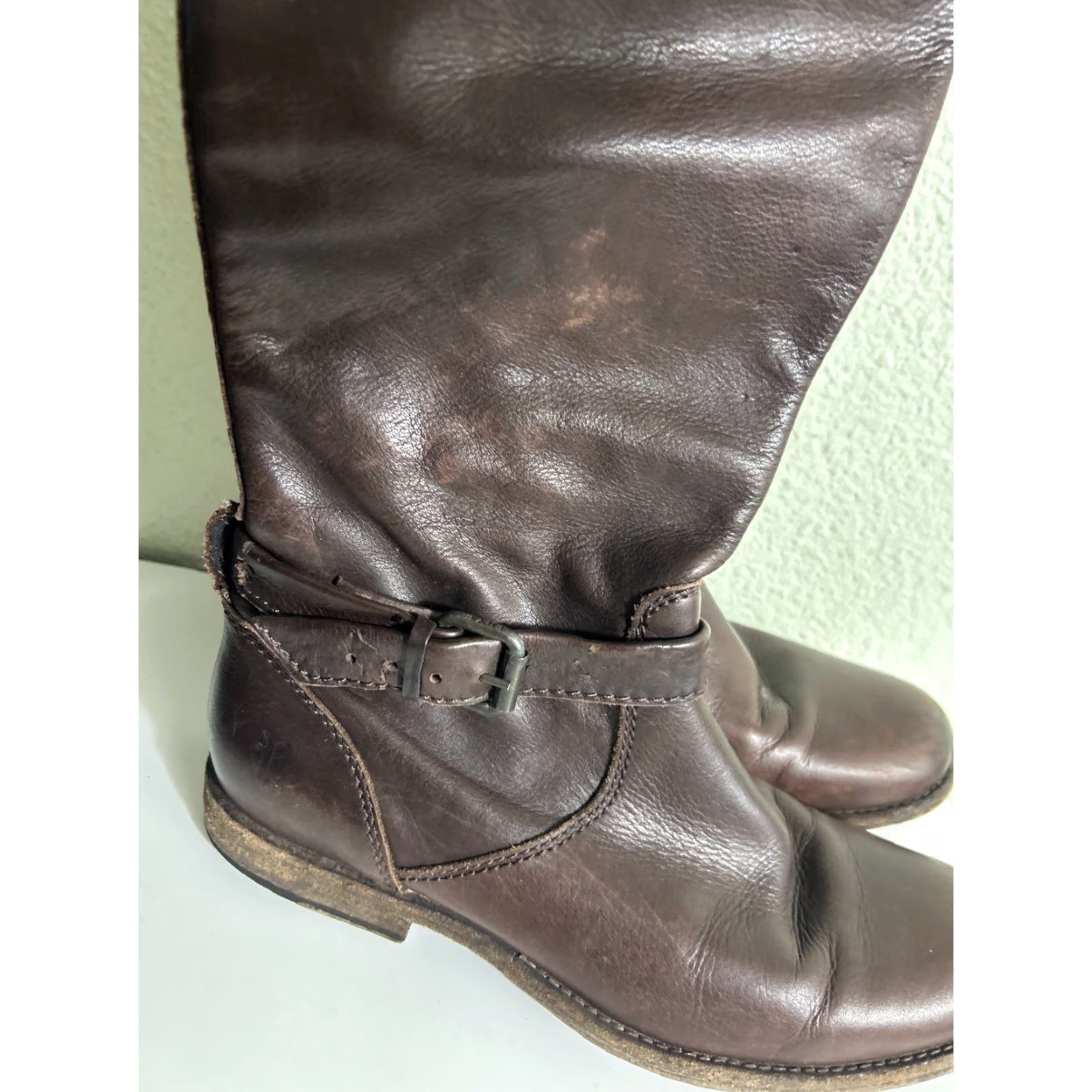 Frye Frye Boots Knee-High Brown Leather Pull On 8B Women’s Shaft Knee-High Casual, Workwear, Party/Cocktail, Business Size US 8 / IT 38 - 3 Thumbnail