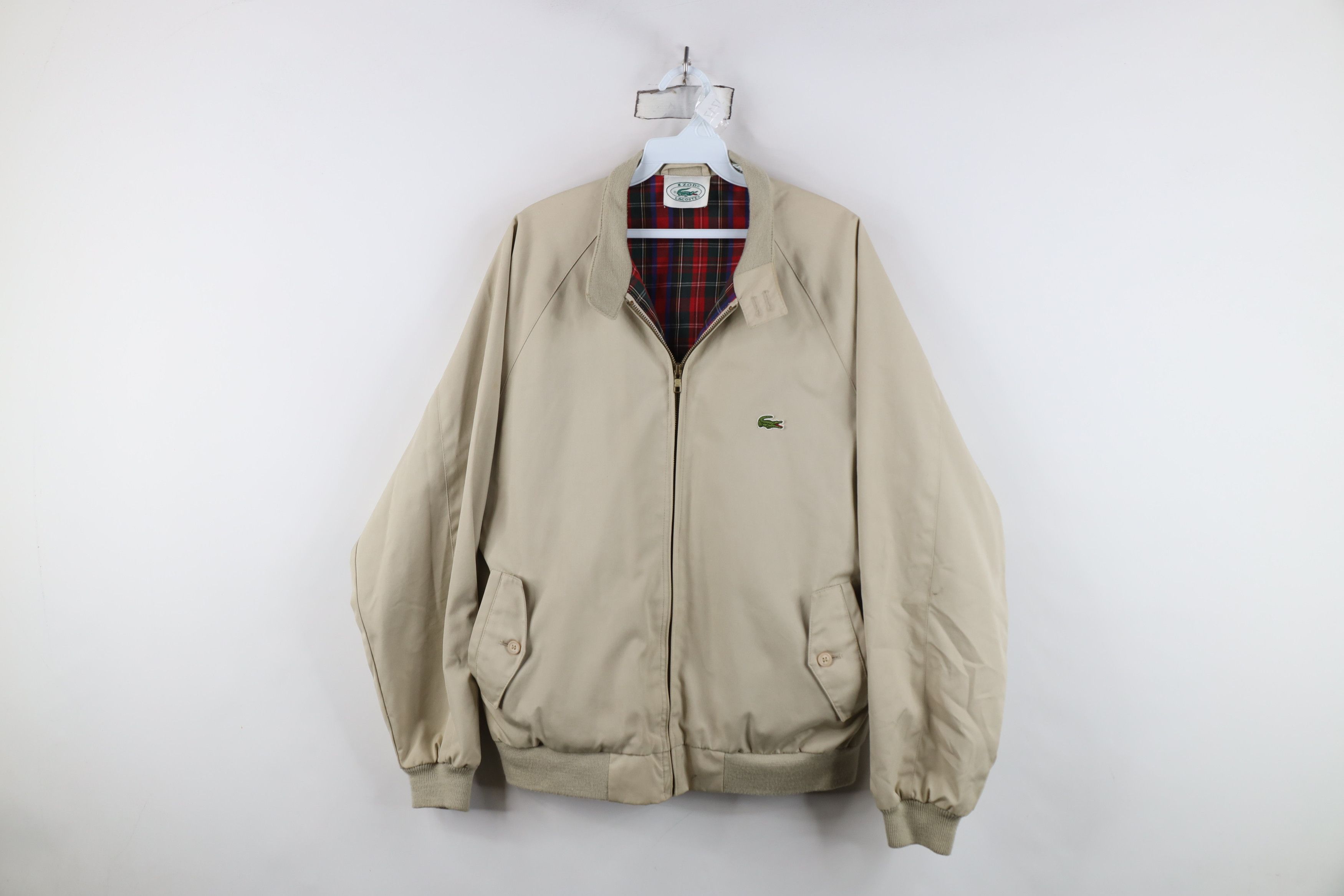 Lacoste Vintage 80s Izod Lacoste Racer Bomber Jacket Beige Khaki Size US M / EU 48-50 / 2 - 1 Thumbnail