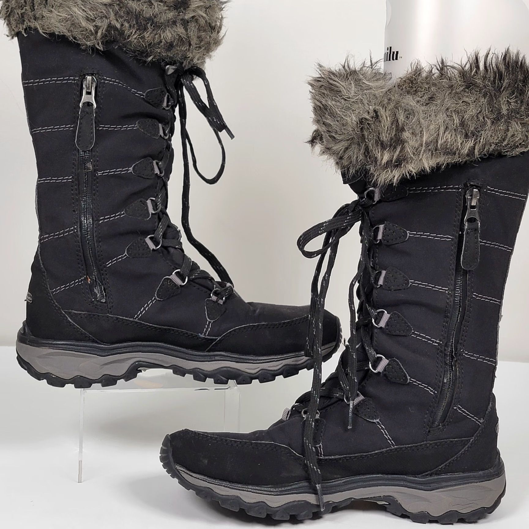 Eddie Bauer Eddie Bauer Boots Women's Size 6.5/37EU Black Waterproof Snow Faux Fur Trim Mid-Calf Shaft 10 in Leather Synthetic Casual Winter Size US 7 / IT 37 - 5 Thumbnail