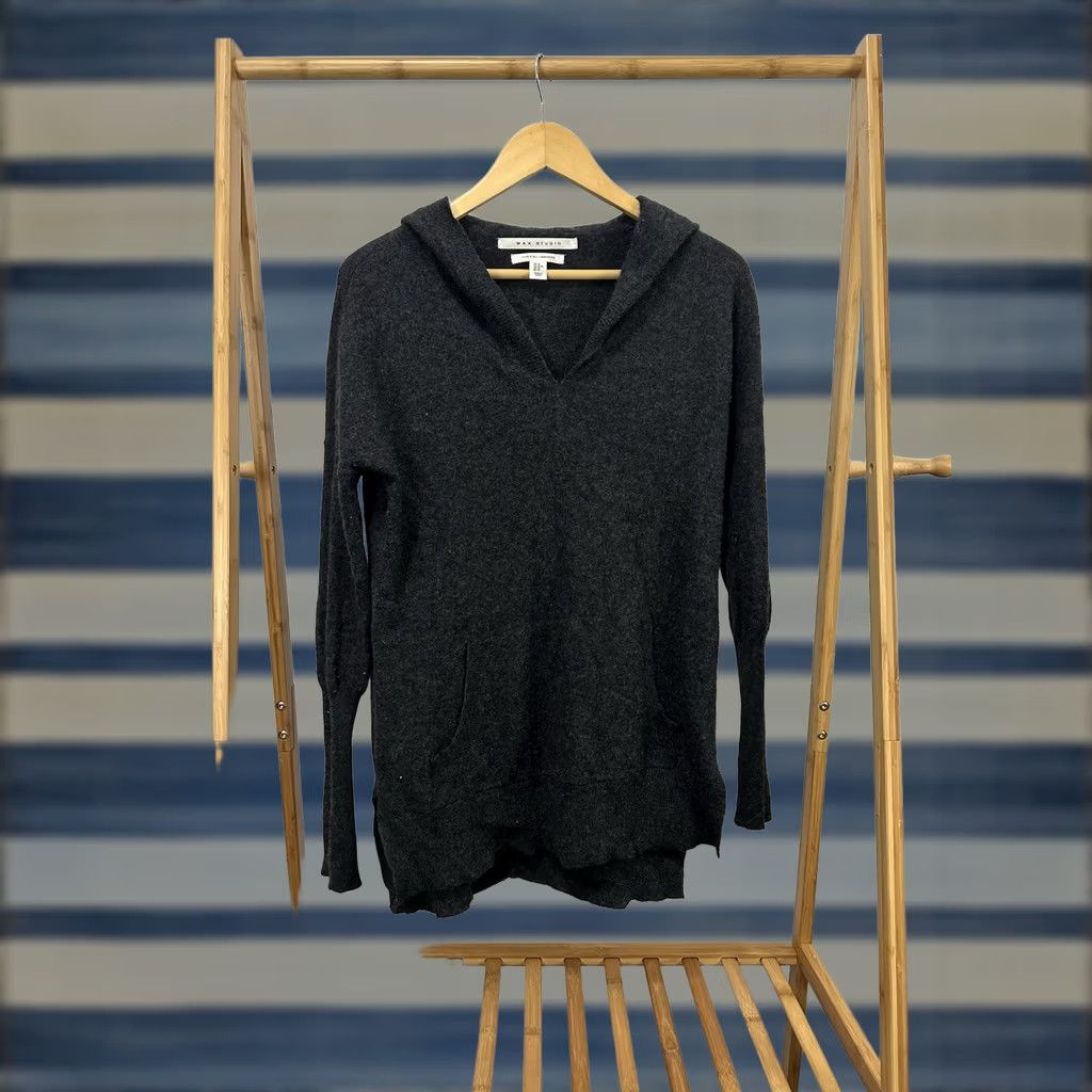 Vintage Max Studio Women's Hoodie Sweater Charcoal Cashmere 2 Ply Long Hooded Pullover Size M Womens Size M / US 6-8 / IT 42-44 - 1 Thumbnail
