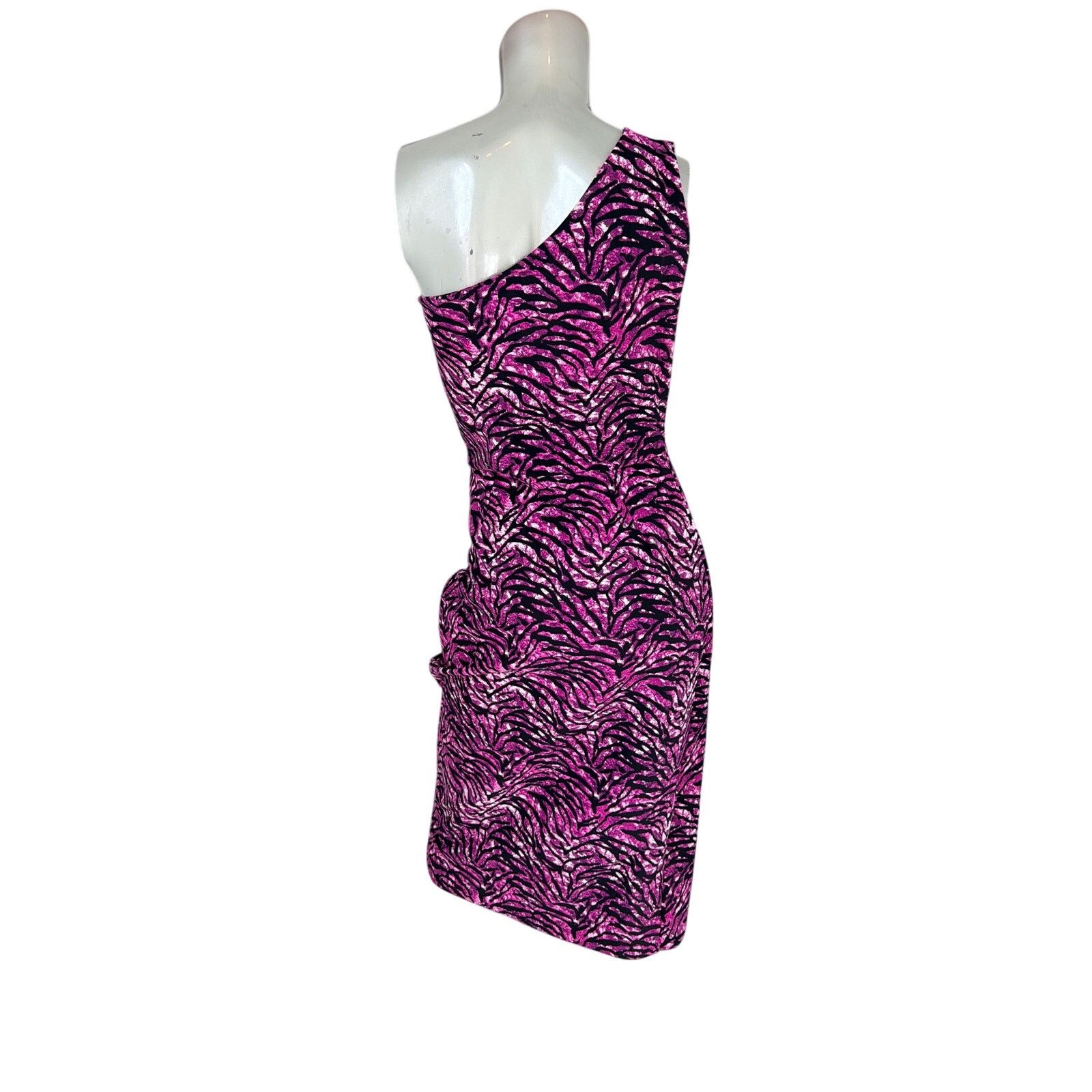 Chiara Boni Chiara Boni One Shoulder Purple Zebra Bodycon Dress 8 Size M / US 6-8 / IT 42-44 - 13 Thumbnail