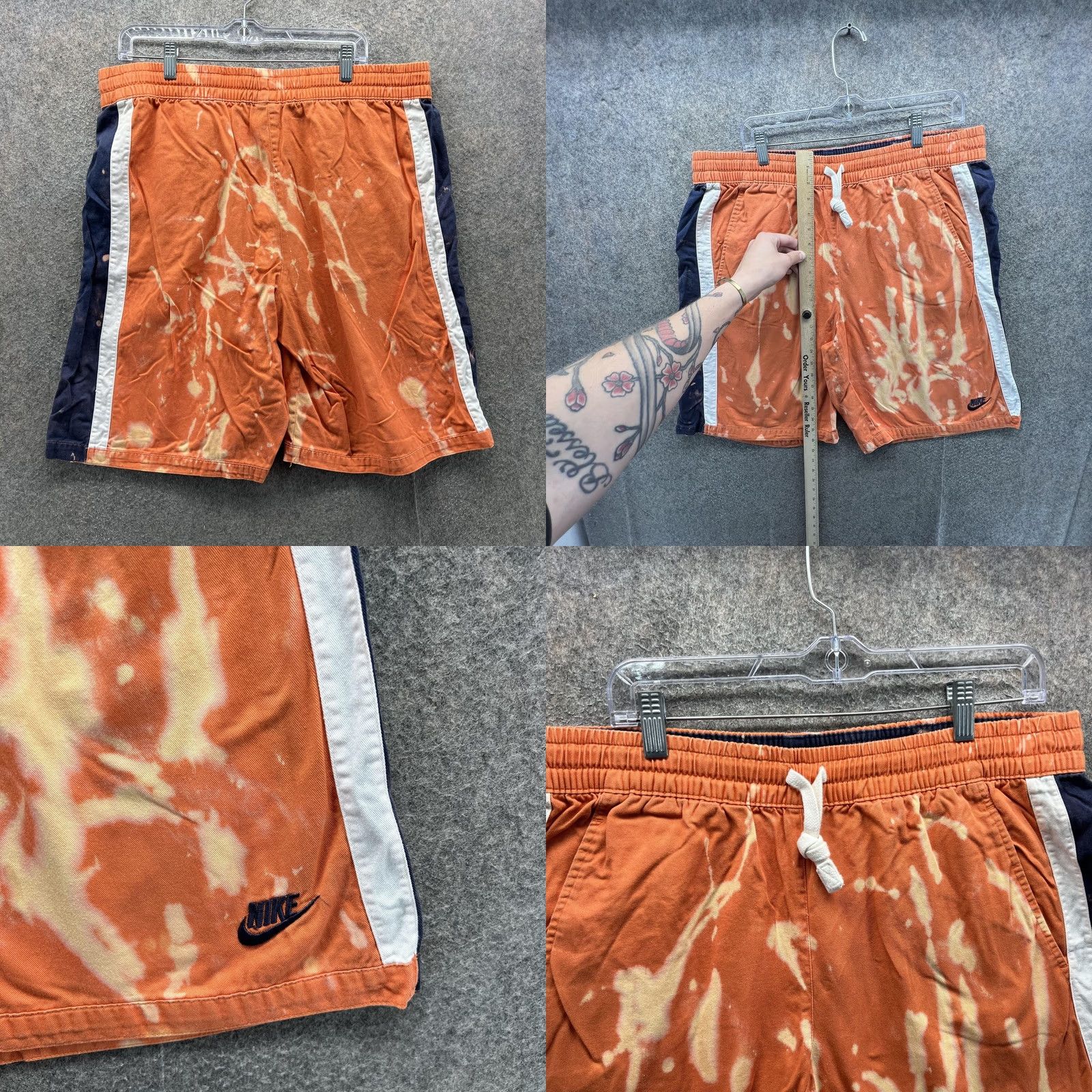 Nike Nike Sweat Shorts Mens Large Orange Bleach Dye Colorblock 9 Inseam 328820-839 Size US 33 - 8 Thumbnail