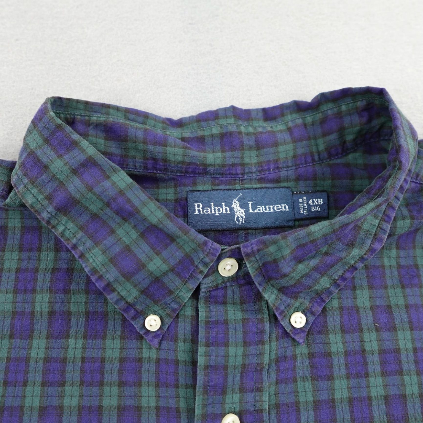 Ralph Lauren VINTAGE Ralph Lauren Shirt Big & Tall 4XL Blackwatch Plaid Men’s Cotton Button-Up 80s Blues Green Mens Size US XXL / EU 58 / 5 - 2 Thumbnail