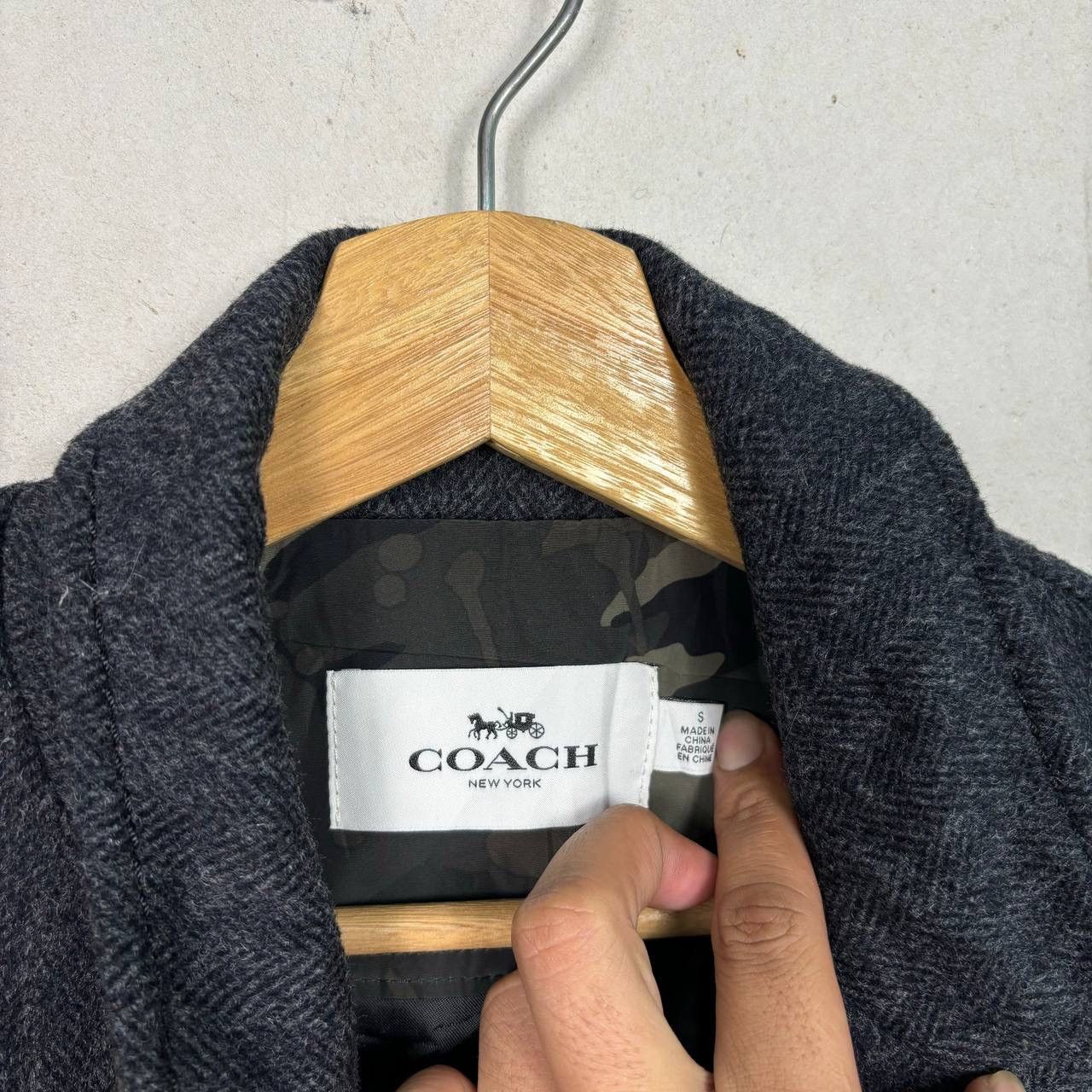 Coach COACH Wool Herringbone Overcoat Leather Elbow Patches Small Size US S / EU 44-46 / 1 - 10 Thumbnail