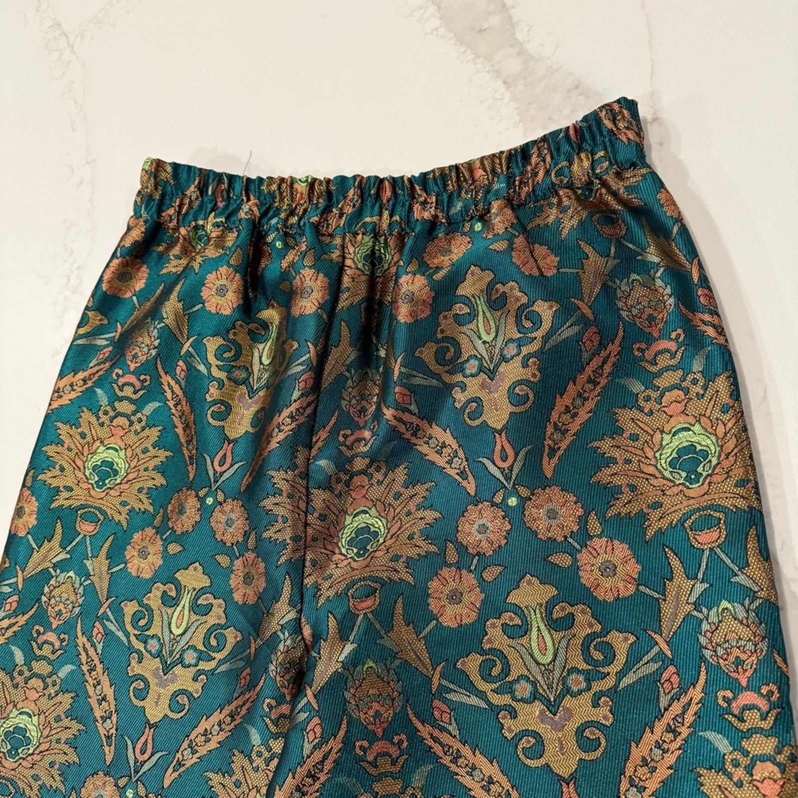 Anthropologie Maeve Anthropologie Floral Metallic Trouser Pant Women Small Size 28" / US 6 / IT 42 - 10 Thumbnail