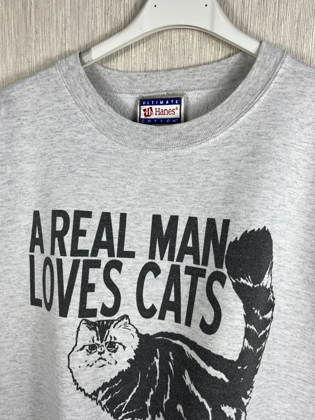 Vintage Vintage 90s Hanes Ultimate cotton A real man loves cats y2k Size US M / EU 48-50 / 2 - 12 Thumbnail