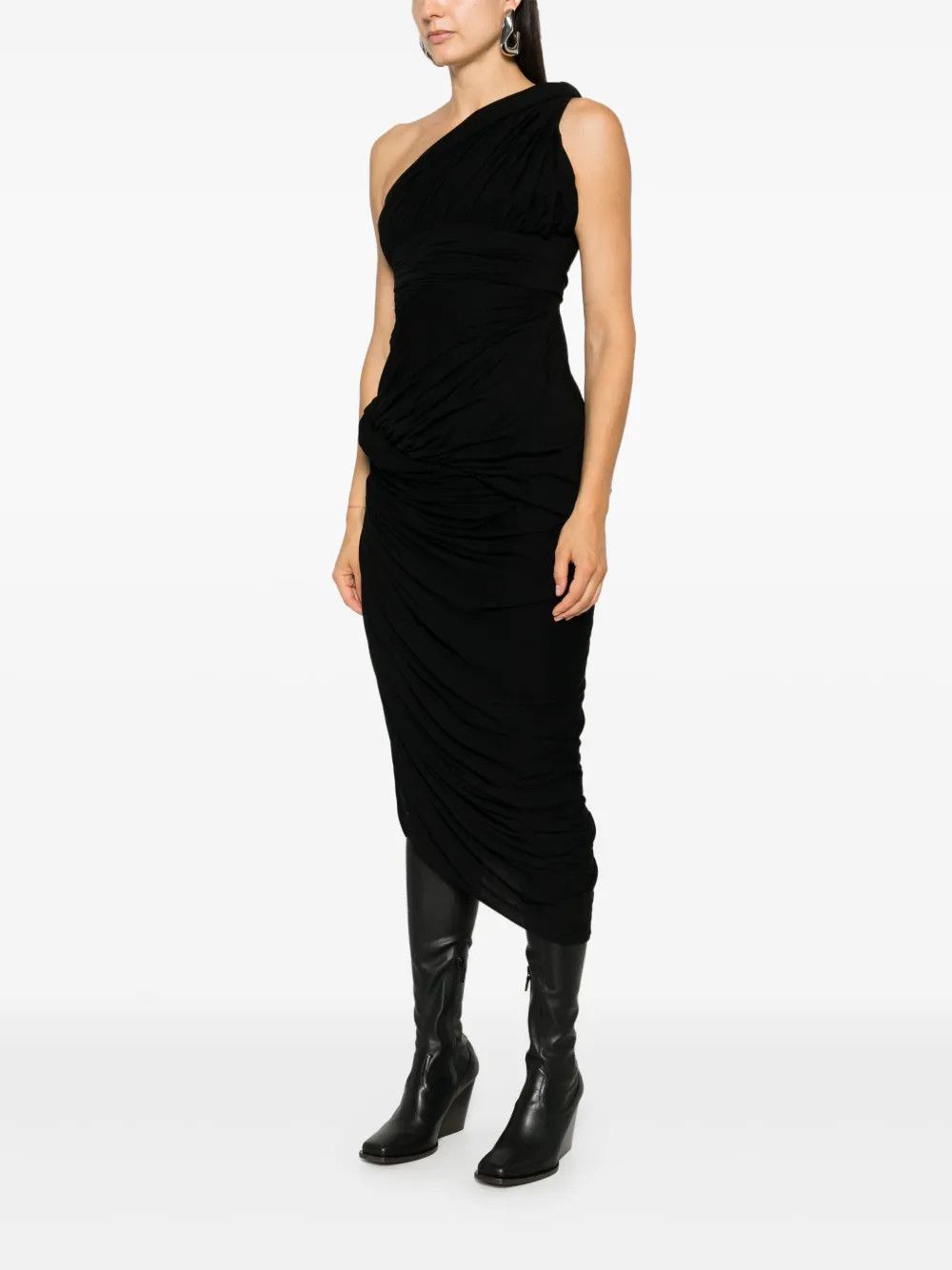Rick Owens o1y0126 Midi Dress in Black Size M / US 6-8 / IT 42-44 - 3 Thumbnail