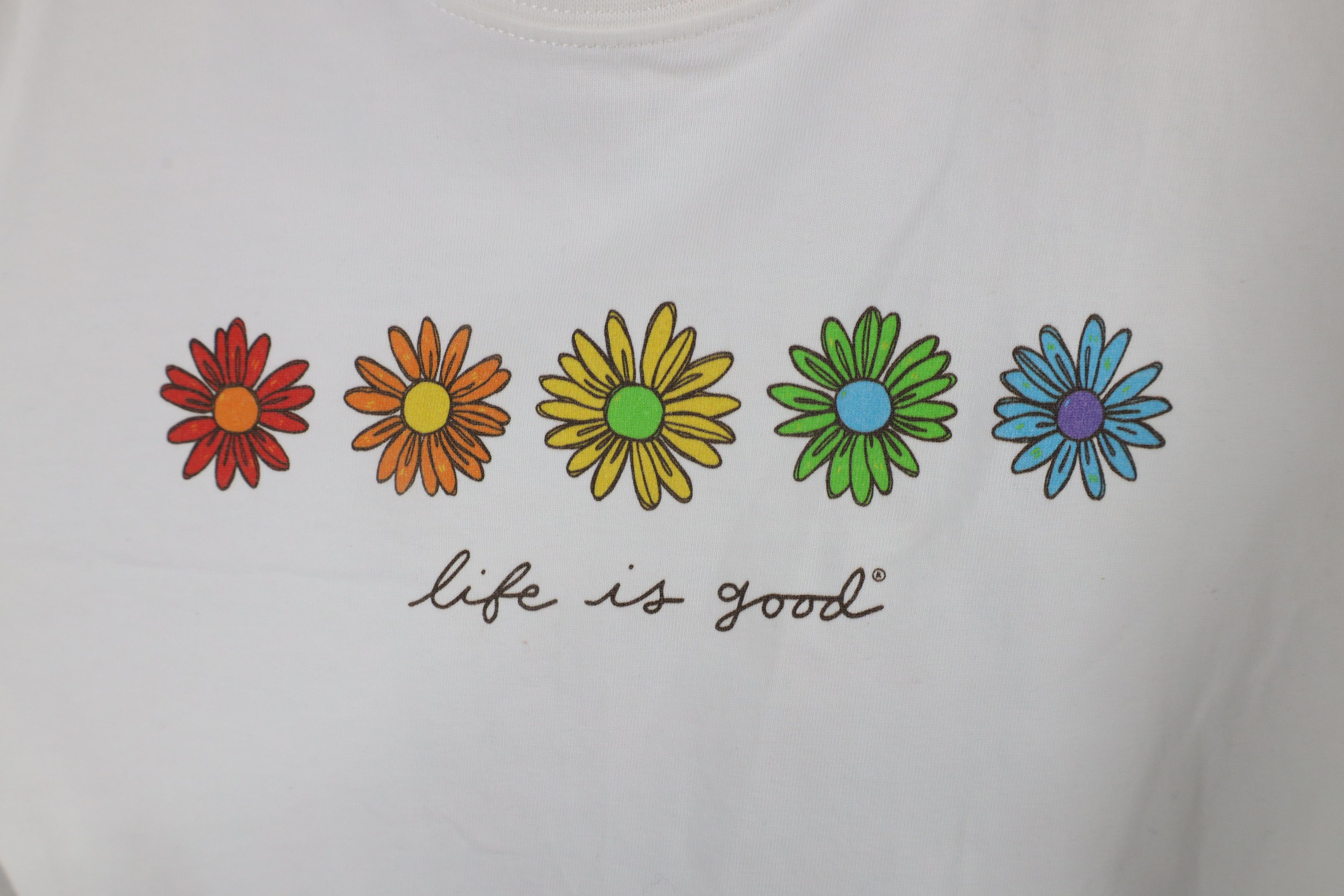 Life is Good × Vintage Life Is Good Crusher Rainbow Flower Short Sleeve T-Shirt Size L / US 10 / IT 46 - 4 Thumbnail