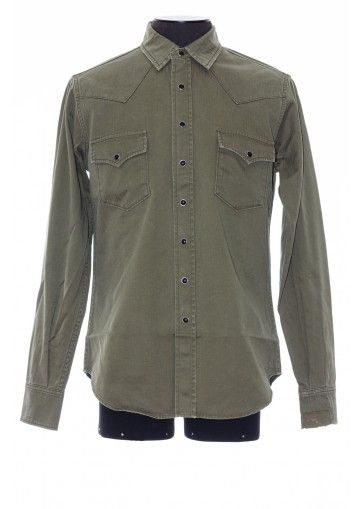 Saint Laurent Paris o1bcso1str0924 Distressed Classic Shirt in Khaki Size US S / EU 44-46 / 1 - 1 Thumbnail