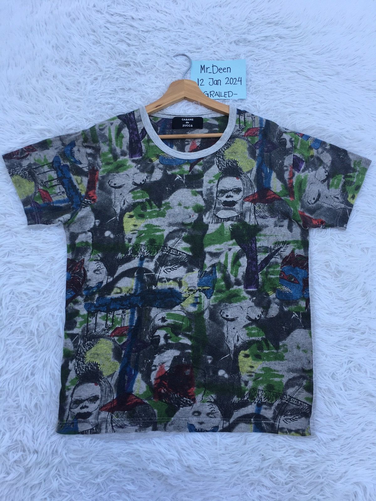 CABANE de ZUCCa Rare Vintage Cabane de Zucca Fullprint Art Design Tshirt Size US M / EU 48-50 / 2 - 2 Thumbnail