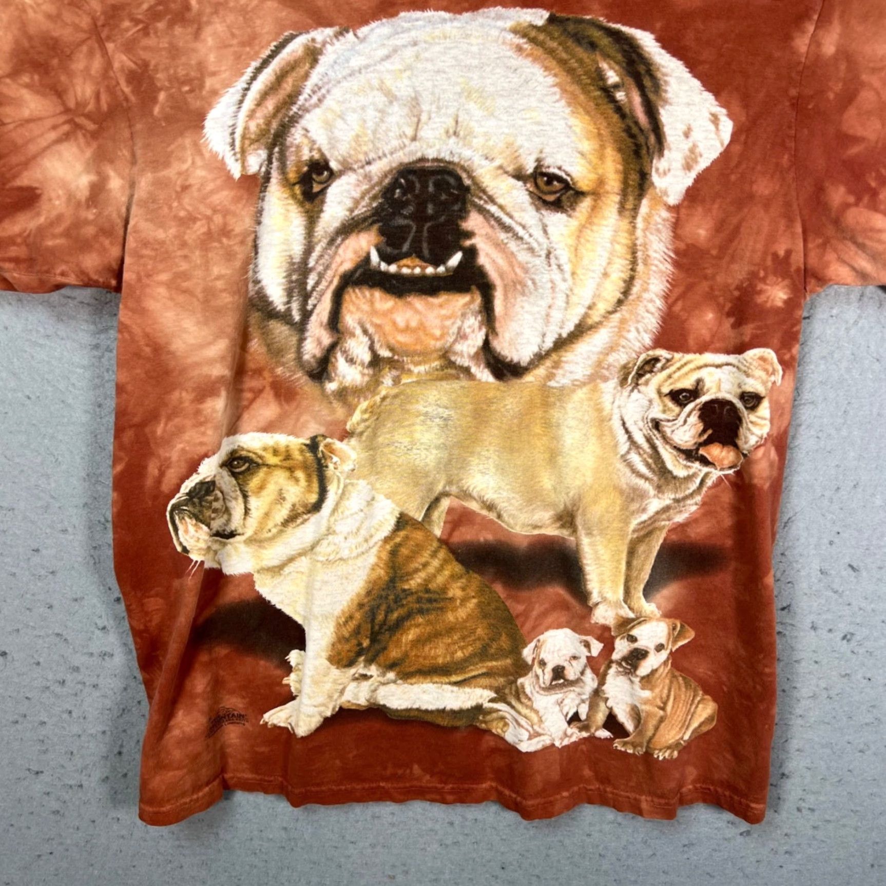The Mountain VINTAGE The Mountain Shirt Adult Mens Medium Brown Tie-dye Cotton Graphic Bulldog Dog Puppy Size US M / EU 48-50 / 2 - 4 Thumbnail