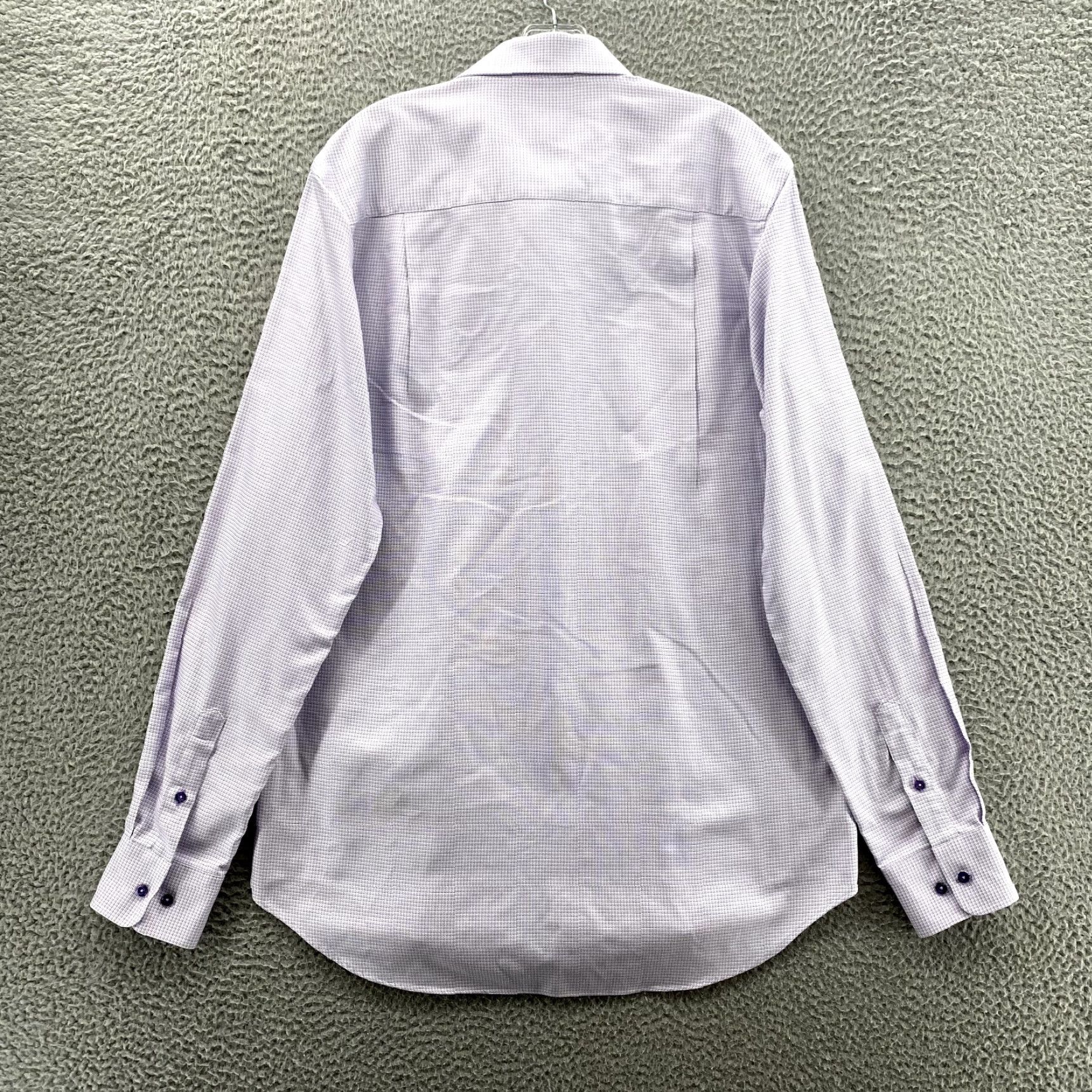David Donahue David Donahue Dress Shirt Purple Houndstooth 16.5 36/37 Men’s Regular Fit Long Sleeve Button Cuff 100% Cotton Vintage? No Size 42R - 7 Thumbnail