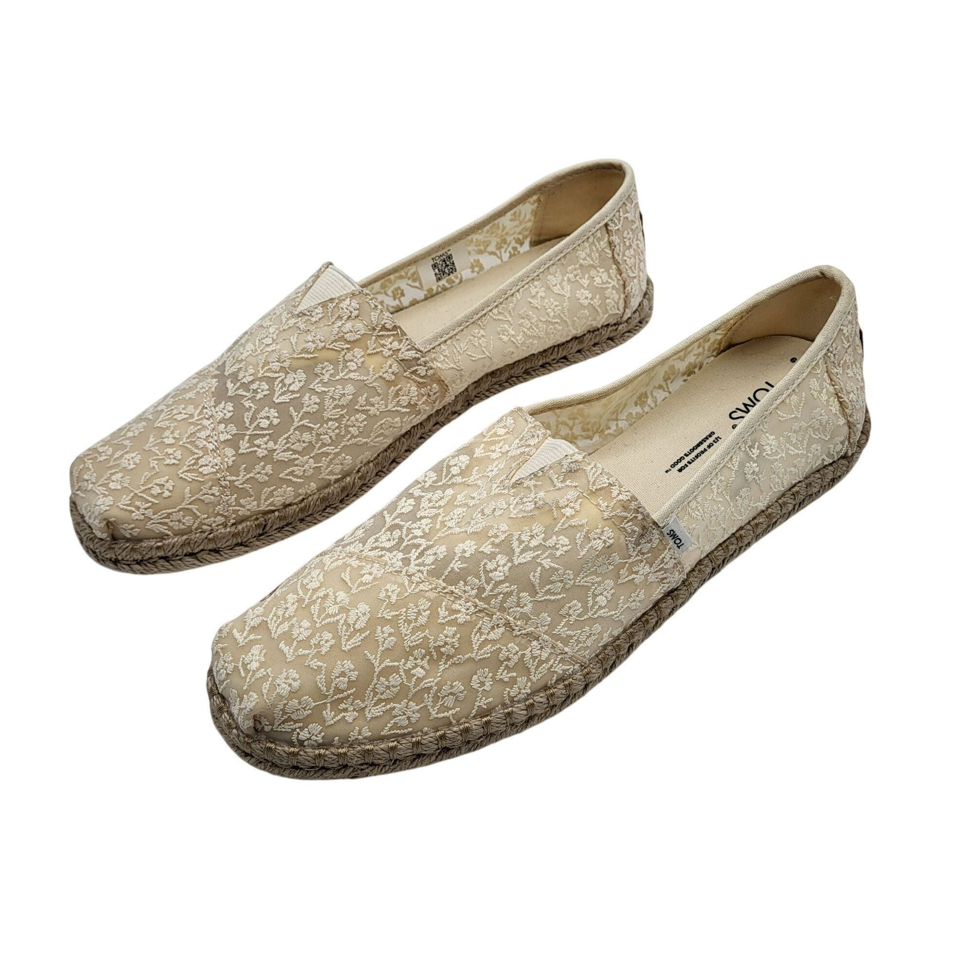 Toms Toms Alpargata Rope Posey Lace Espadrille Flats Cream Slip-O Size US 9 / IT 39 - 9 Thumbnail