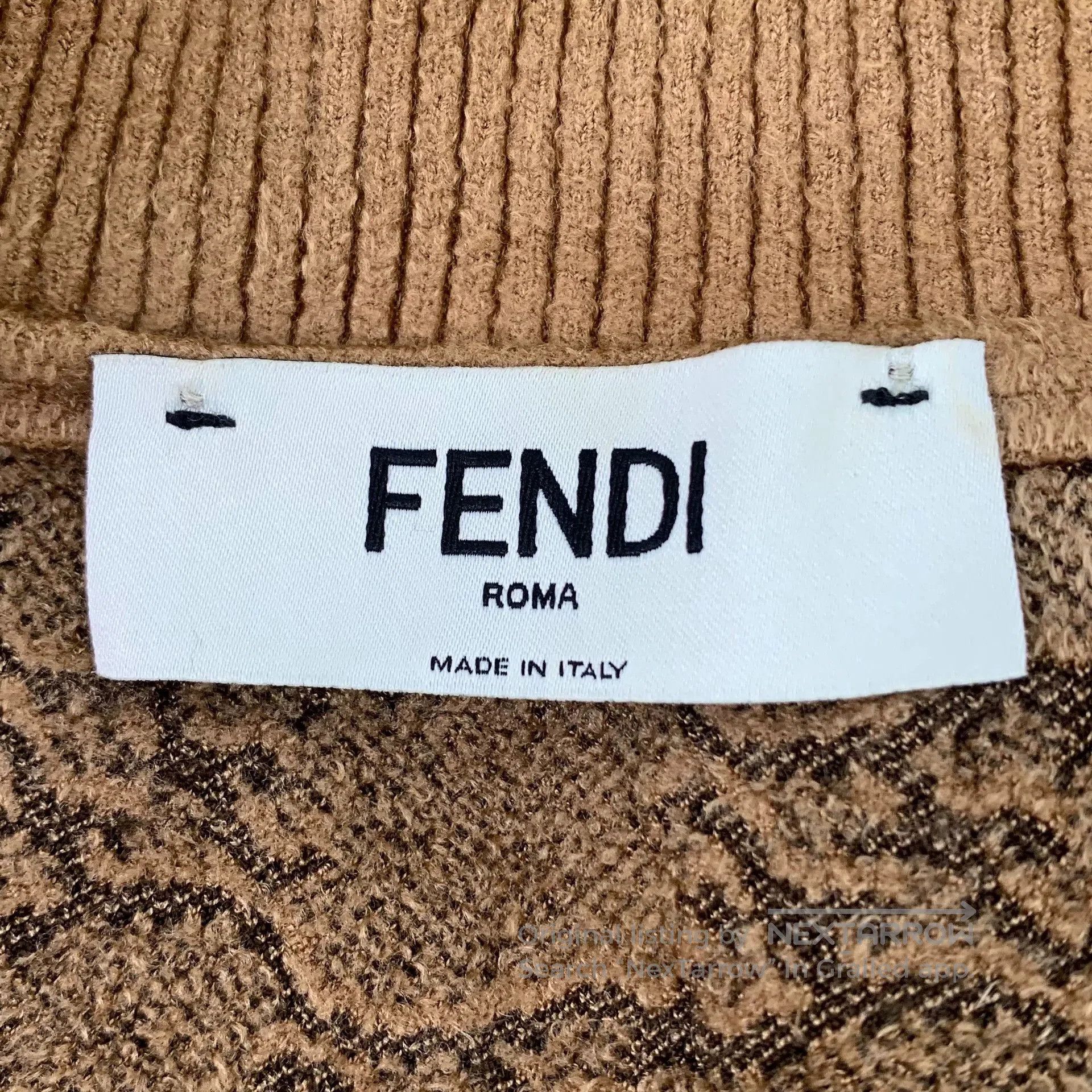 Fendi fendi brown patterned v-neck knit cardigan. Size US M / EU 48-50 / 2 - 5 Thumbnail