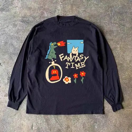 Japanese Brand × Vintage Black washed retro dinosaur print long sleeve t-shirt Size US L / EU 52-54 / 3 - 3 Thumbnail