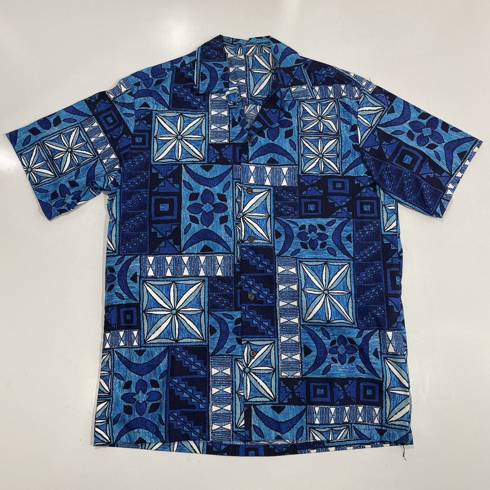Reyn Spooner Winnie Fashion Men’s M/L Retro Vivid Blue Hawaiian Shirt Size US M / EU 48-50 / 2 - 1 Thumbnail