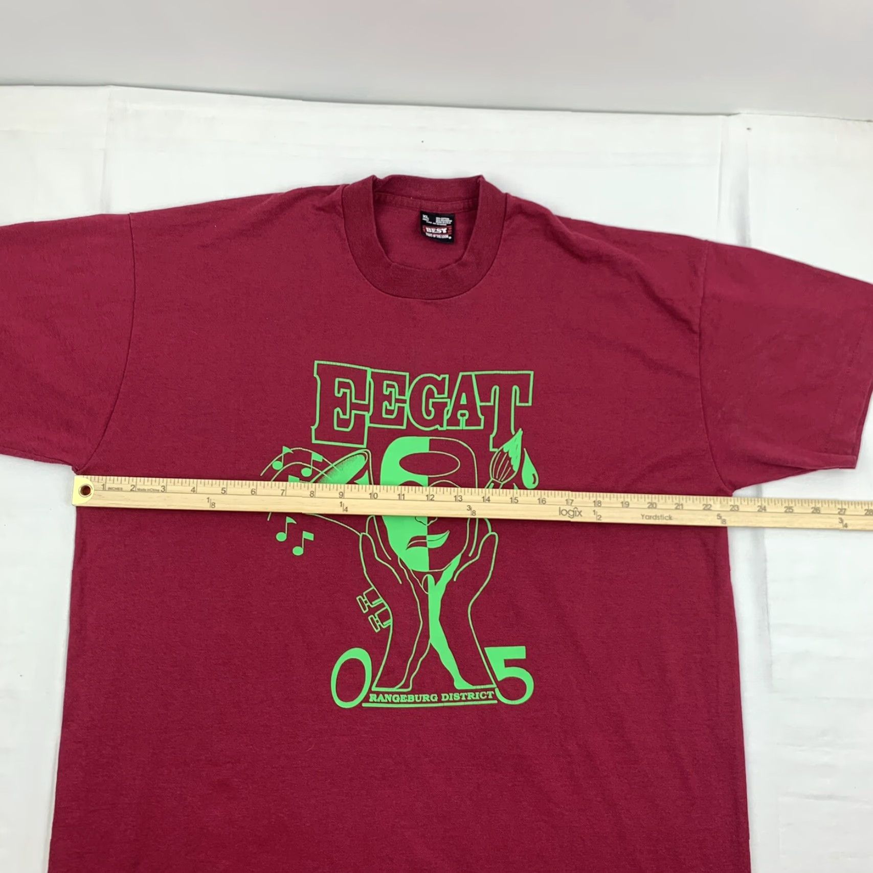 Fruit Of The Loom VINTAGE EEGAT Orangeburg District 5 T Shirt Adult XL Red School Performing Arts Size US XL / EU 56 / 4 - 7 Thumbnail