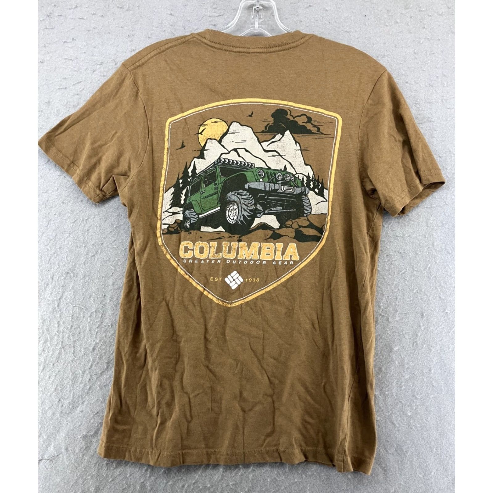 Jeep Columbia Men's T-Shirt Outdoor Jeep Mountains Cotton Short Sleeve Crew Neck Brown Size S Size US S / EU 44-46 / 1 - 5 Thumbnail