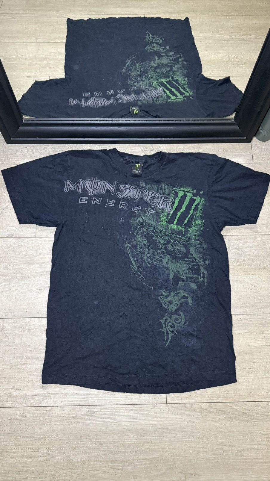 Vintage / Y2K Green Monster Energy Affliction Style Shirt