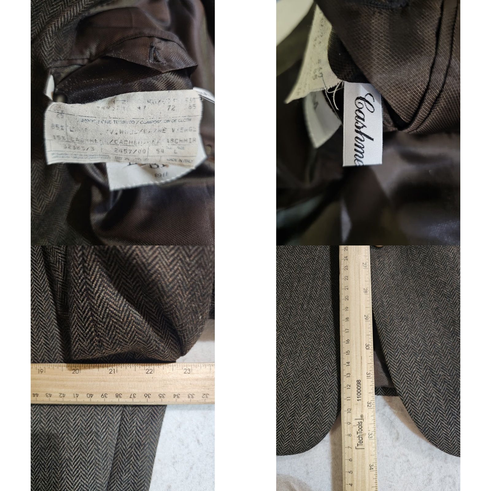 Lubiam VINTAGE Lubiam 1911 Herringbone Cashmere Lana Wool Blend Blazer/Sport Coat Mens Sz 44 Lg Brown Size 44R - 8 Thumbnail