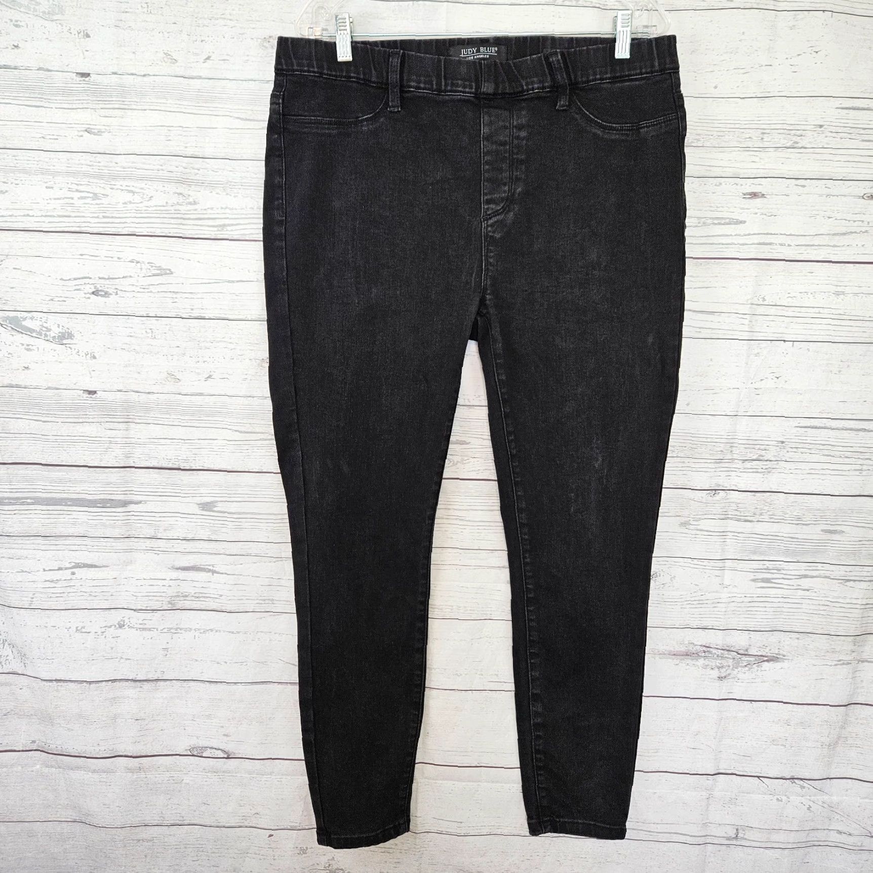 Vintage Judy Blue Womens Skinny Fit Jeans Sz 15 Black High Rise Denim Cotton Blend Regular Rise 11" Inseam 26.5" Waist 18" Size 36" / US 14 / IT 50 - 2 Thumbnail