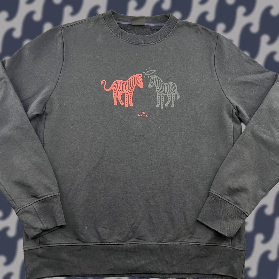 Paul Smith Paul Smith Mens Sweatshirt XL Black Zebra Crewneck Pullover Organic Cotton Shirt Mens XL Black Zebra Crewneck Pullover Organic Cotton Size US XL / EU 56 / 4 - 1 Thumbnail