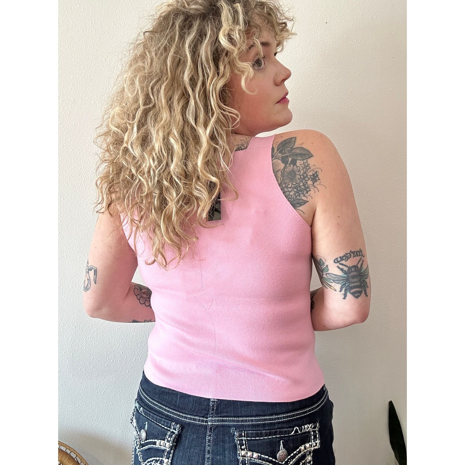 Vintage Y2K Pink Coquette Bow Knit Tank Size S / US 4 / IT 40 - 4 Thumbnail
