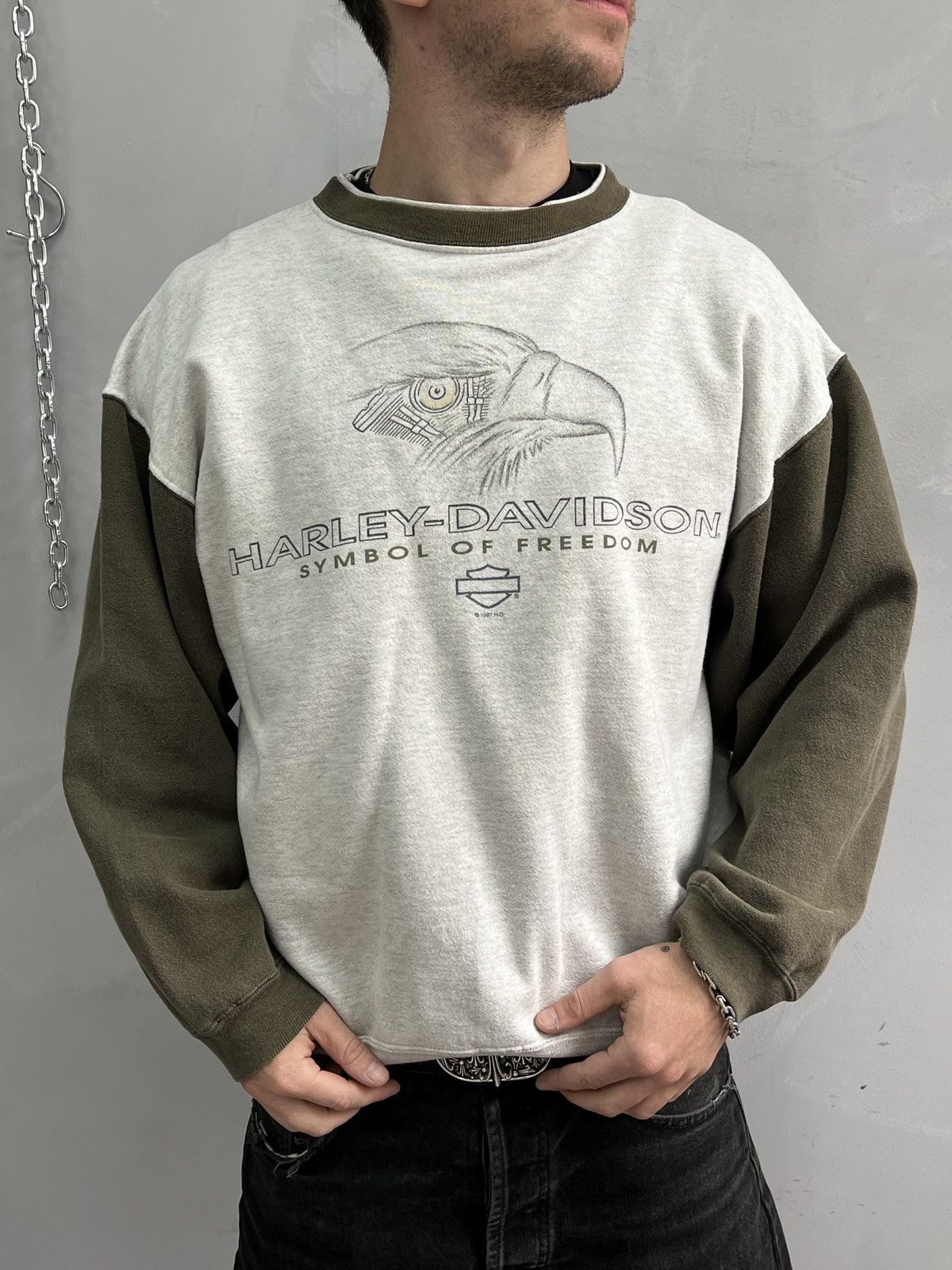 Harley Davidson rare boxy fit Harley Davidson 90s 3d emblem sweatshirt Size US L / EU 52-54 / 3 - 1 Thumbnail