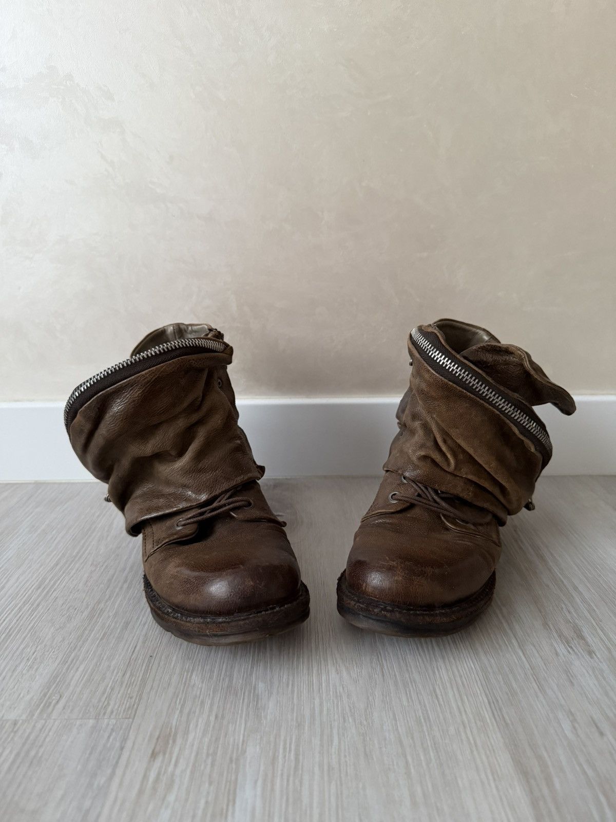 A.S.98 Vintage Italian AS 98 Rick Owens Style Leather Biker Boots Size US 7 / IT 37 - 5 Thumbnail