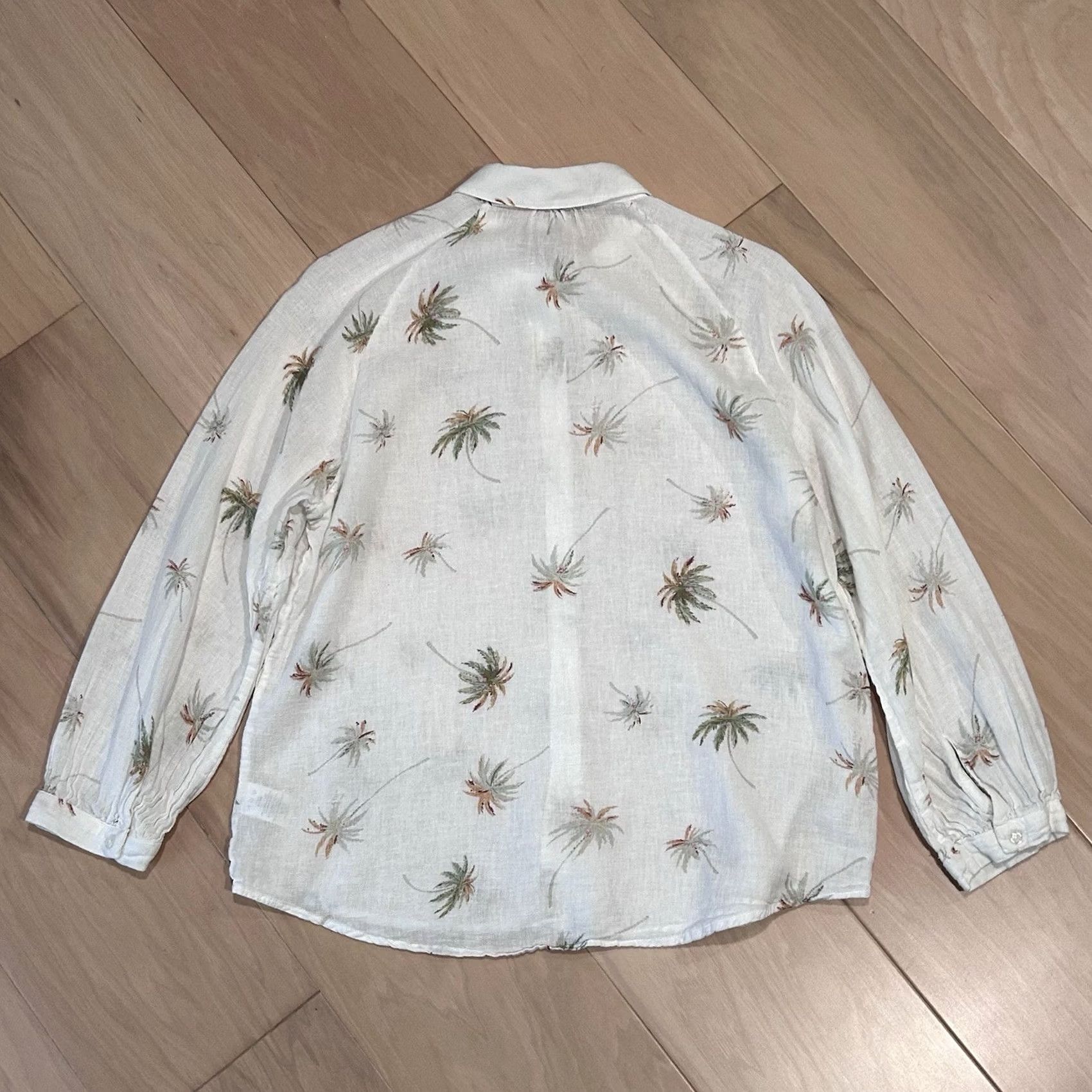 Rails VINTAGE Rails Nathalie White Palms Button Up Linen Blend Shirt Womens M White Palm Trees Long Sleeve Buttons Casual Breathable Easy Care Size M / US 6-8 / IT 42-44 - 5 Thumbnail