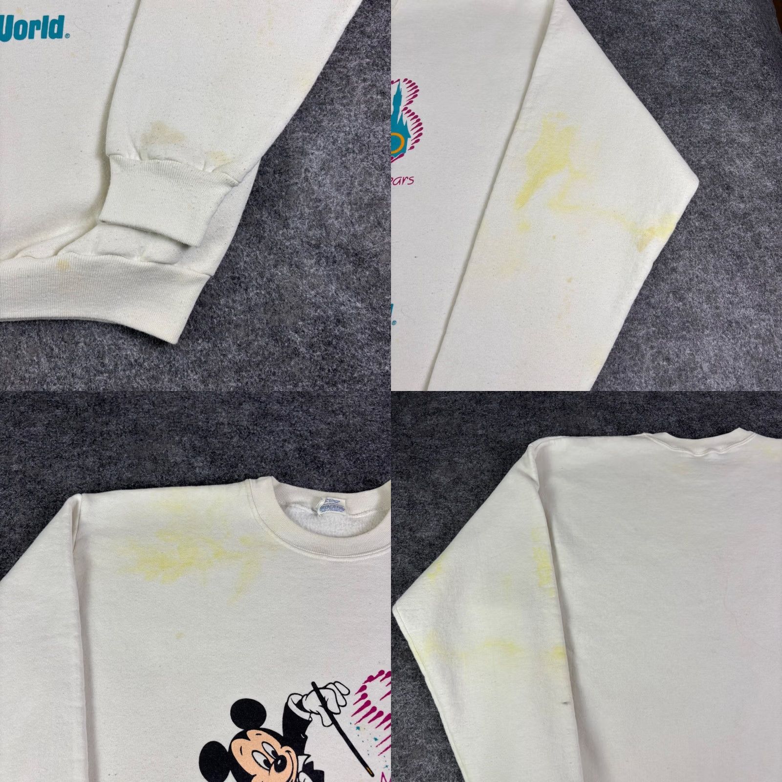 Disney VINTAGE Disney Mickey Mouse Sweatshirt White OSFA L Large Graphic Print Crew Neck Pullover Long Sleeve Unisex Adults Fleece 2863 Size US L / EU 52-54 / 3 - 8 Thumbnail