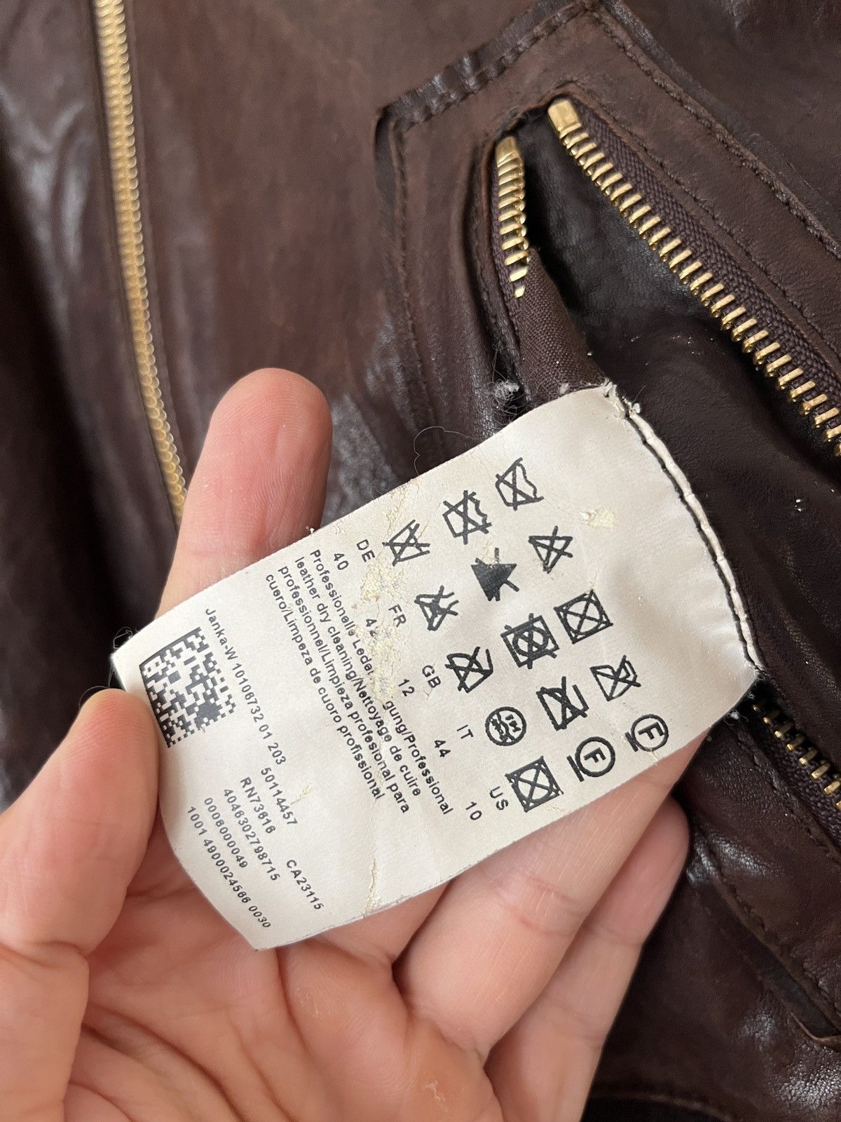 Hugo Boss Hugo Boss Real Leather Brown Bomber Jacket Detachable Pouch Size L / US 10 / IT 46 - 12 Thumbnail