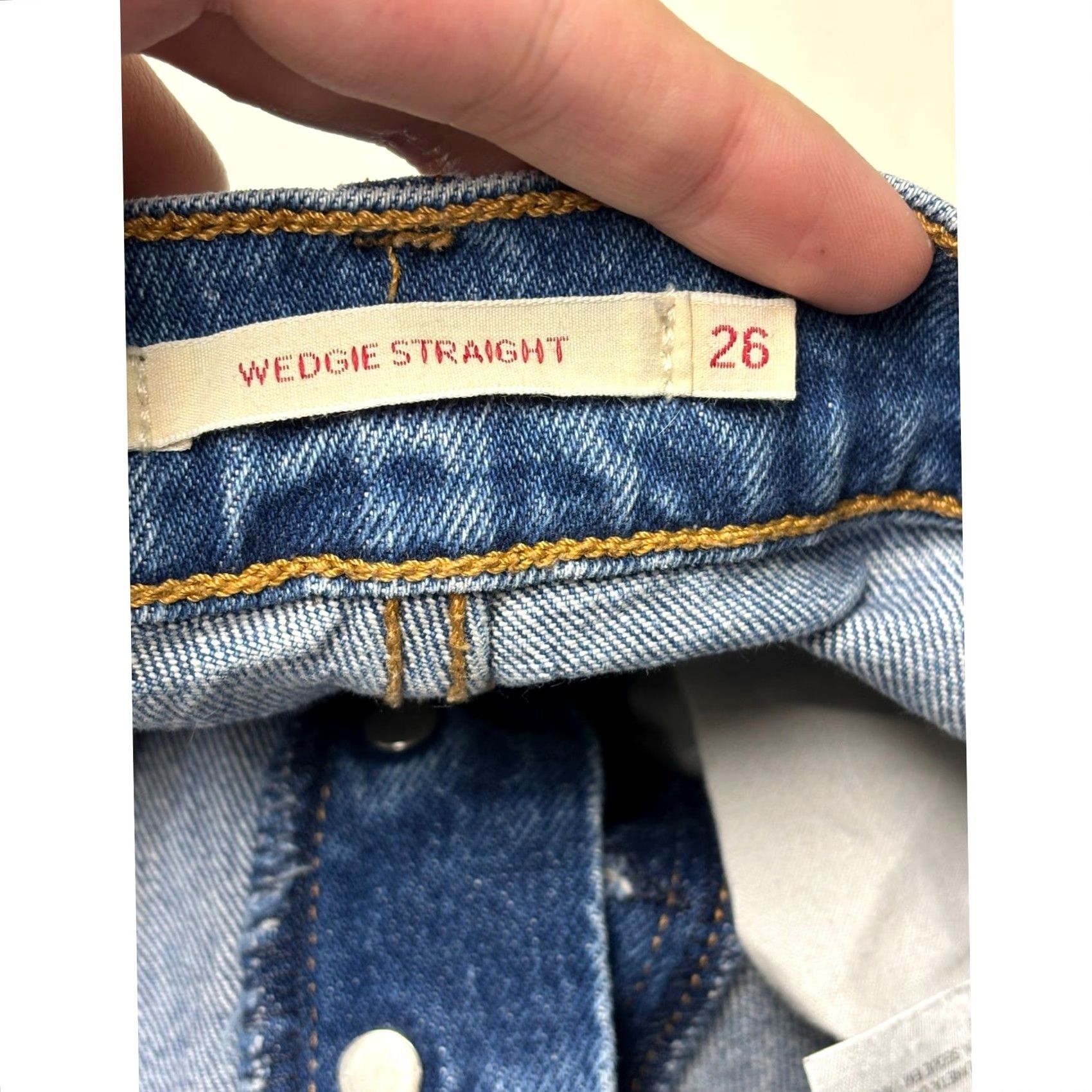 Levi's Levi's Premium Wedgie Straight Jeans Womens 26X28 Blue Wash Denim High Rise Button Fly Stretch 5-Pocket Vintage? No Size 26" / US 2 / IT 38 - 5 Thumbnail